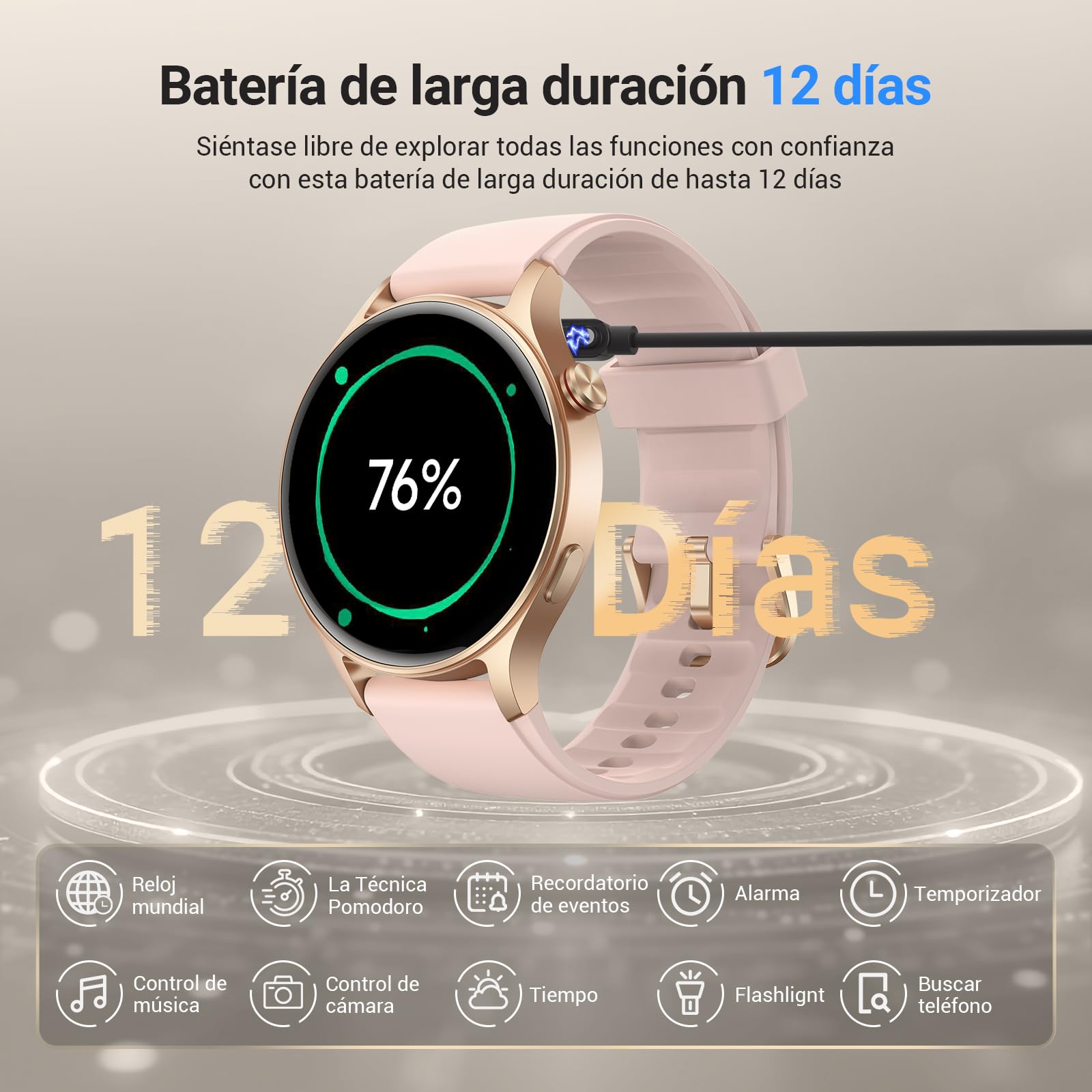 Reloj Inteligente para Mujer con Llamada Bluetooth 5.3, Smartwatch 1.32" AMOLED para Android iOS, podómetro con 110+ Deportes y 3ATM Pulsera Fitness con Monitor de sueño/SpO2
