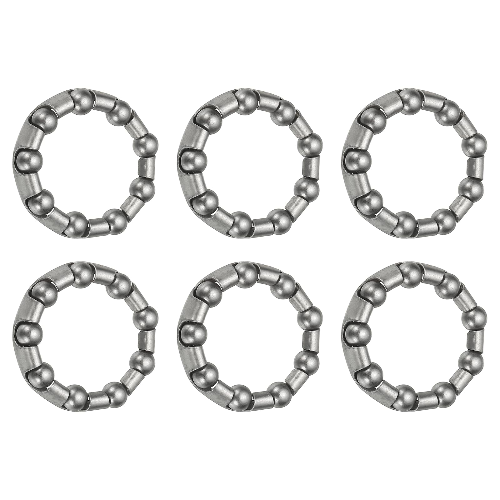 YELARXI Bike Ball Bearings, Bicycle Crank Bearing Retainer Stainless Steel Caged Wheel #9-Fitting for (MTB Bike Crank-Bottom Bracket-Frame Bearing Repair) 1/4" x 9 Balls & 6 Pack & Silver