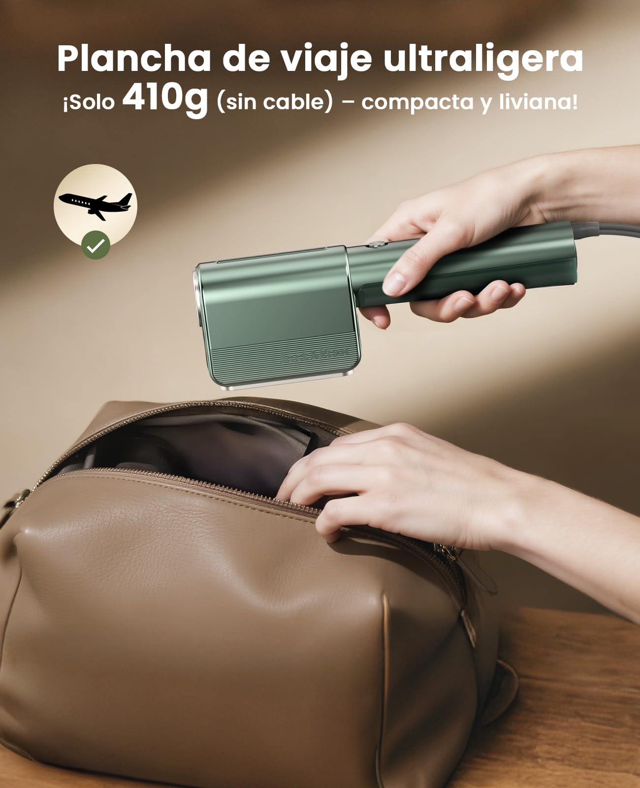Jack & Rose Plancha de vapor para viaje, ultraligera y portátil, con voltaje dual (110-240 V), vapor de viaje de 1000 W, calentamiento rápido de 15 segundos, plancha de viaje 2 en 1 para ropa