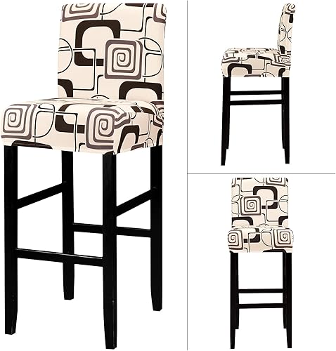 Miniatura 2 de Lellen Funda para taburete de silla de bar jacquard  Paquete de 4 fundas elásticas para silla de comedor giratoria corta, sillas laterales de altura