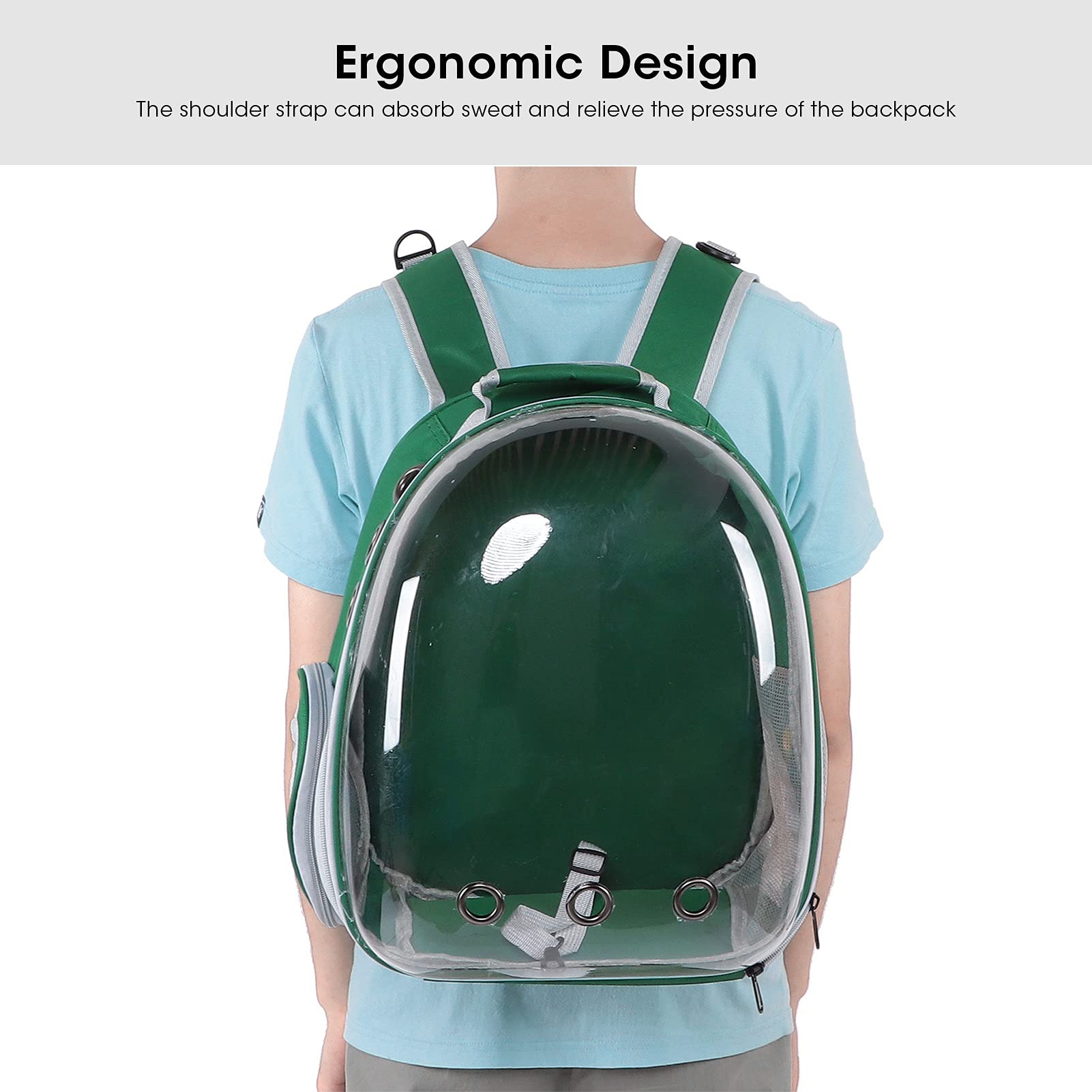 Mochila para Gatos, cápsula Espacial, Mochila Transparente con Burbujas para Mascotas para Perros pequeños y Gatos, Tela Oxford Duradera y Tela antirrayas para PC, cómodo (Upgraded Version Green)