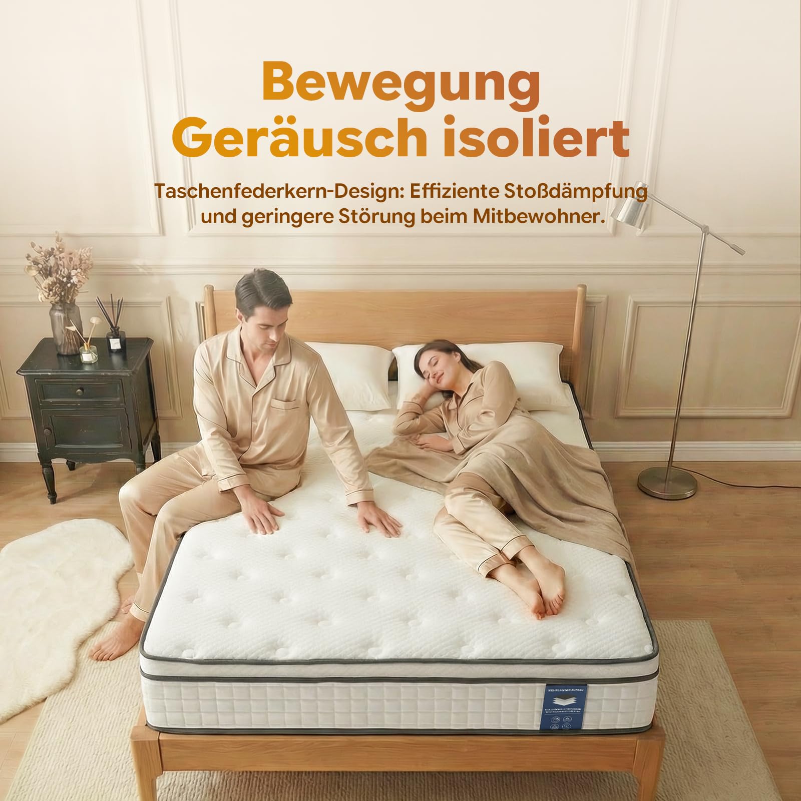 Matratze 180x200 cm Höhe 25cm, Härte H3, 7-Zonen Taschenfederkernmatratze, mit Komfortschaum, Orthopädische Ergonomische Matratze, Öko-TEX & CertiPUR Zertifiziert, Druck- & Rückenschmerzen (180x200cm)