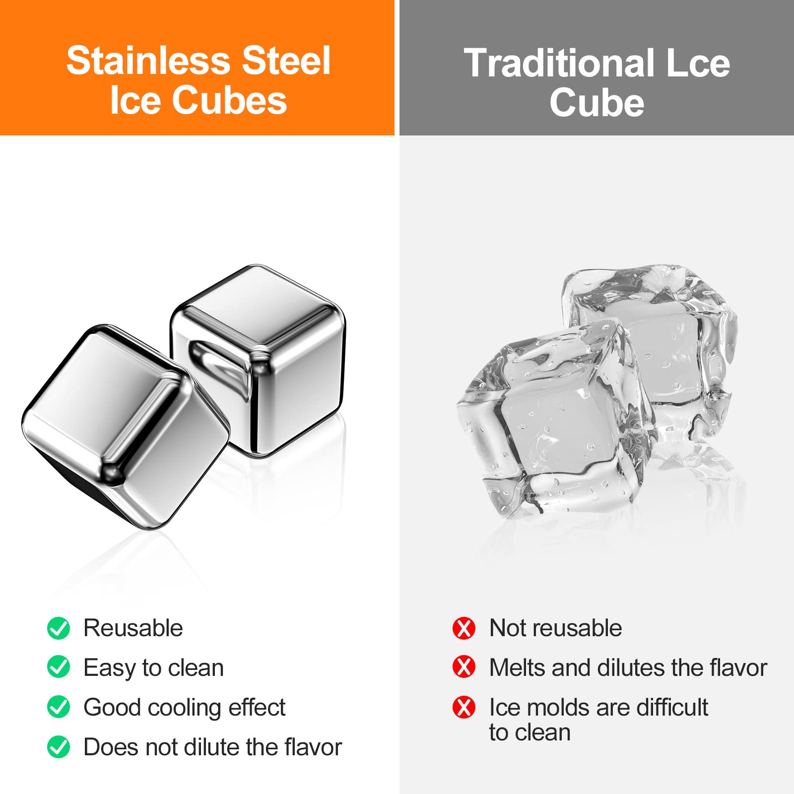 4 Cubetti Ghiaccio Acciaio Inox Riutilizzabili - Per Whisky, Cocktail E Bevande Fredde - Foto 5