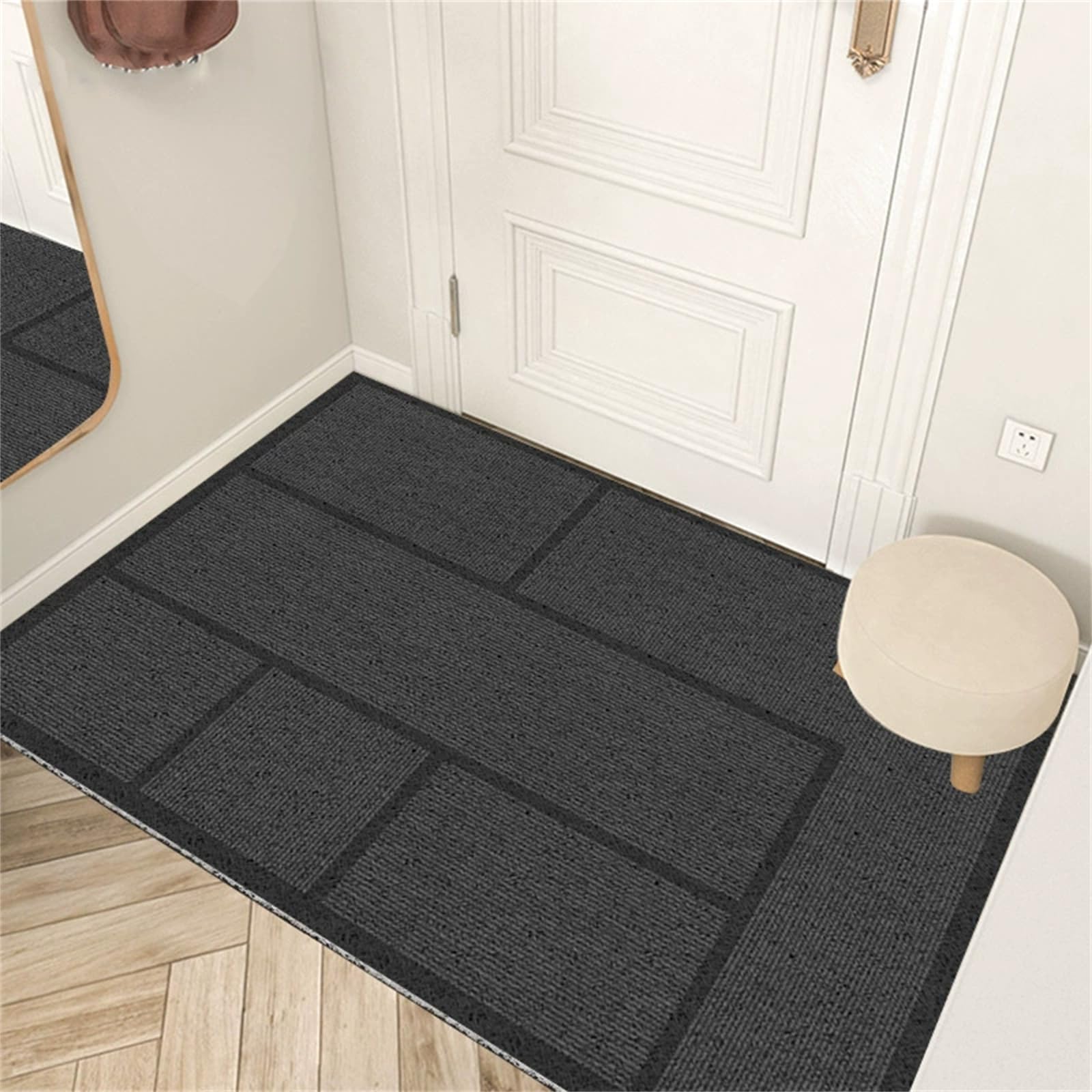 Odot Zerbino Antiscivolo,Zerbino Ingresso Esterno Fondo Gomma,Texture Geometrica Tappeto Luffa PVC Interno Esterno,Tappeto Ingresso Interno Lavabile per Terrazza Corridoio (Grigio Scuro,80x120cm)