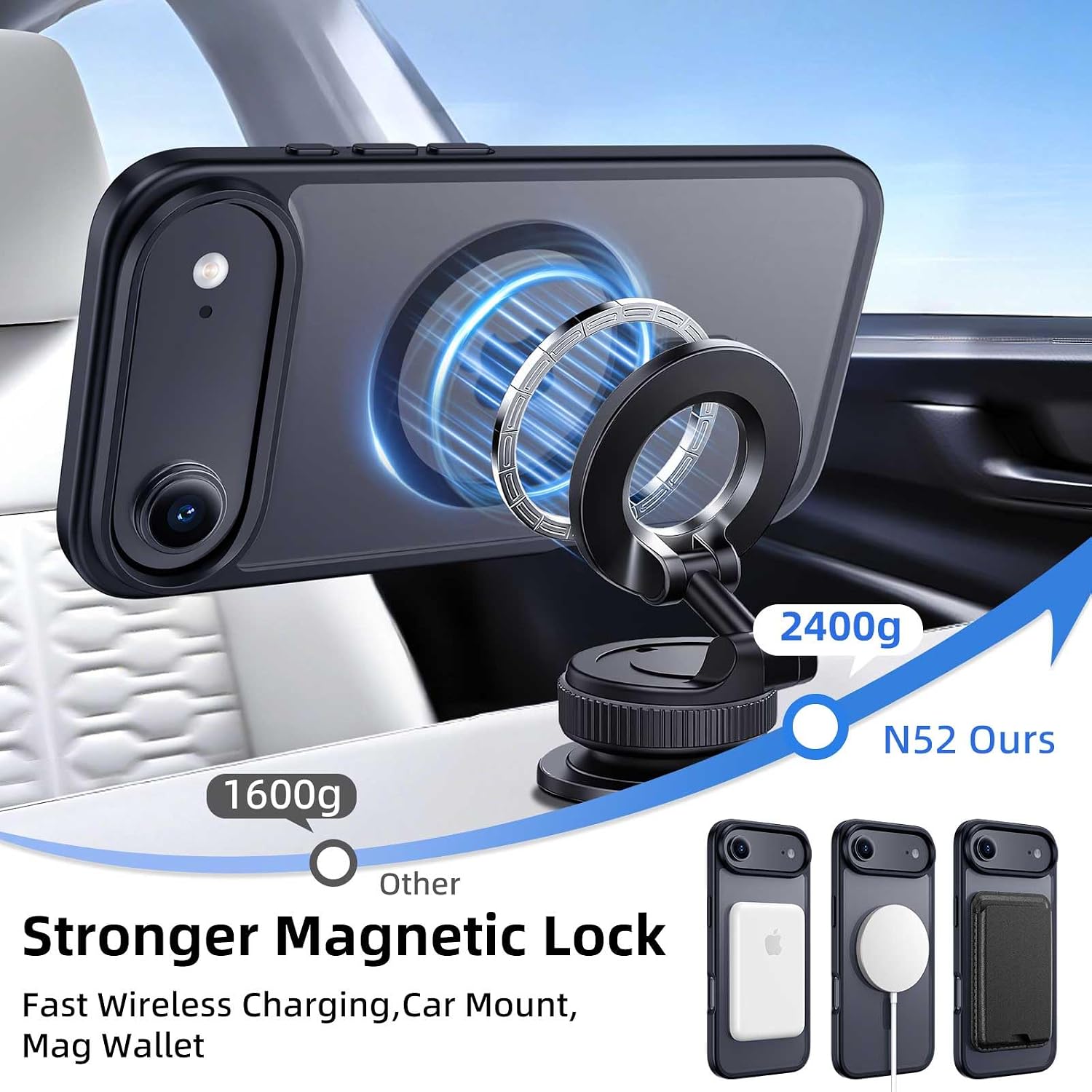 Magnetic for iPhone Air Wallet Case, Black image 5