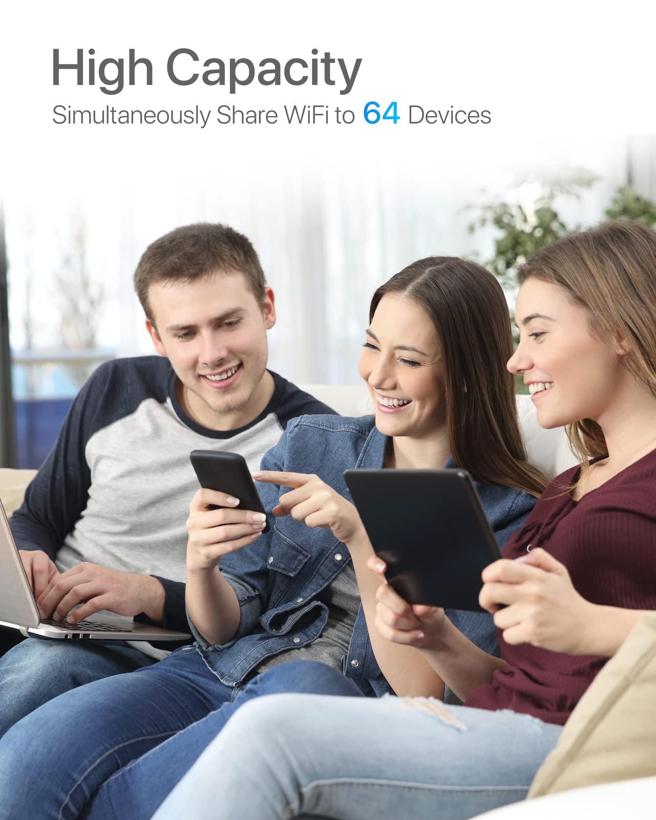 Routeur 4G SIM LTE 150 Mbps WiFi AC 1200 Mbps avec Modem Carte SIM | Box 4G Boîtier 4G Wi-Fi pour tout Opérateur, Connectivité Jusqu'au 64 Appareils, 2 x Antenne Amovibles, Routeur WiFi 4G, Cat4