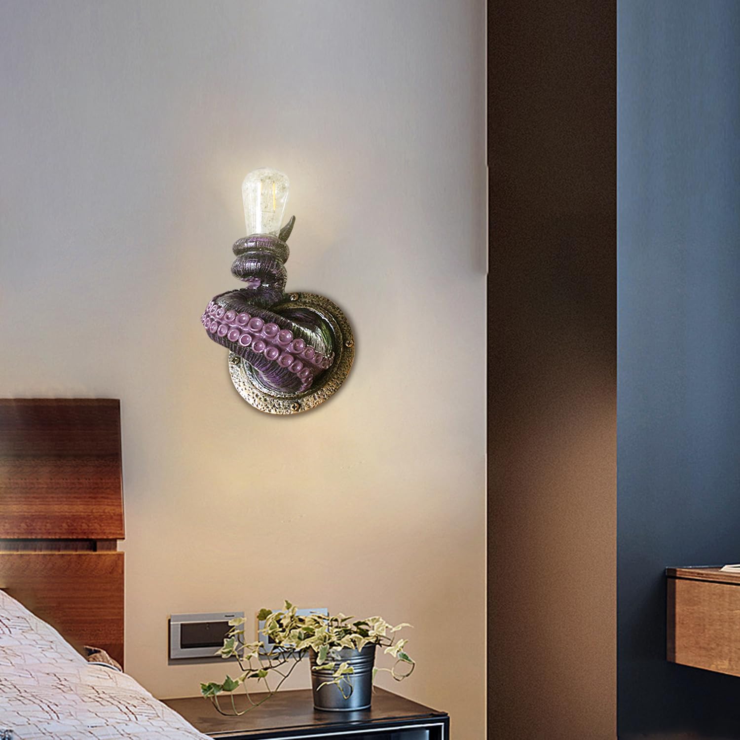 Générique Nowoczesna lampa ścienna do wnętrz kreatywna żywica dekoracja wnętrz z mackami ośmiornicy - oprawy oświetleniowe do salonu, korytarza, schodów, przejścia