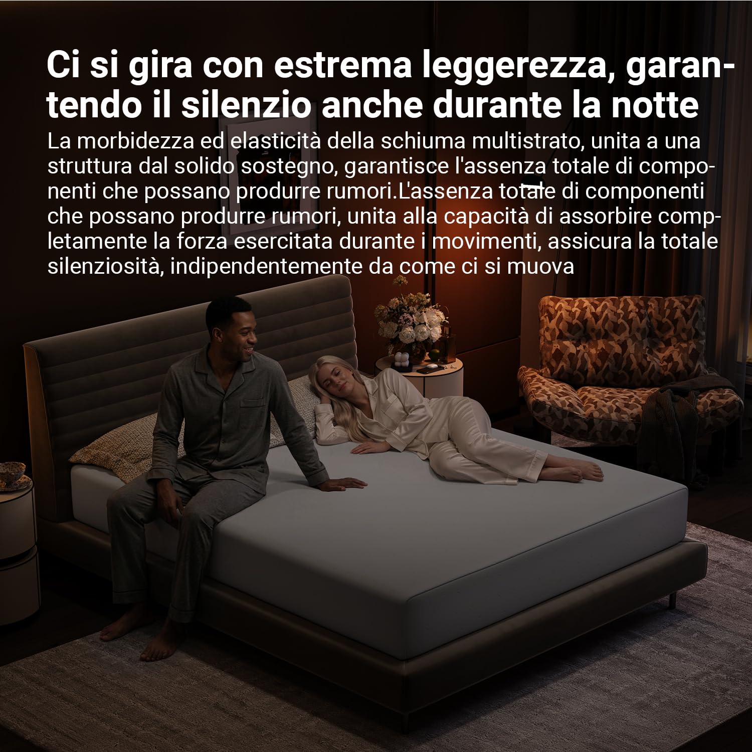 Avenco Materasso Matrimoniale 160x200, Alto 20 cm in Memory Foam e Schiuma a Onde in Fibra di Bambù, Ortopedico e Ergonomico, Rimovibile e Lavabile