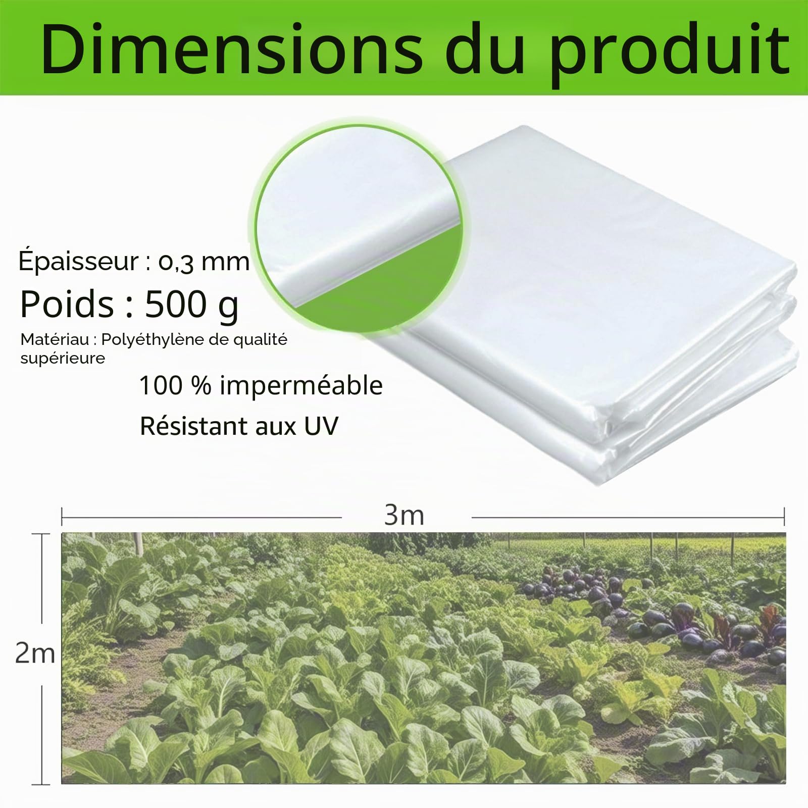 Flintronic Film à Effet de Serre 2 X 3M Polyéthylène Transparent Extra épais 250Mu