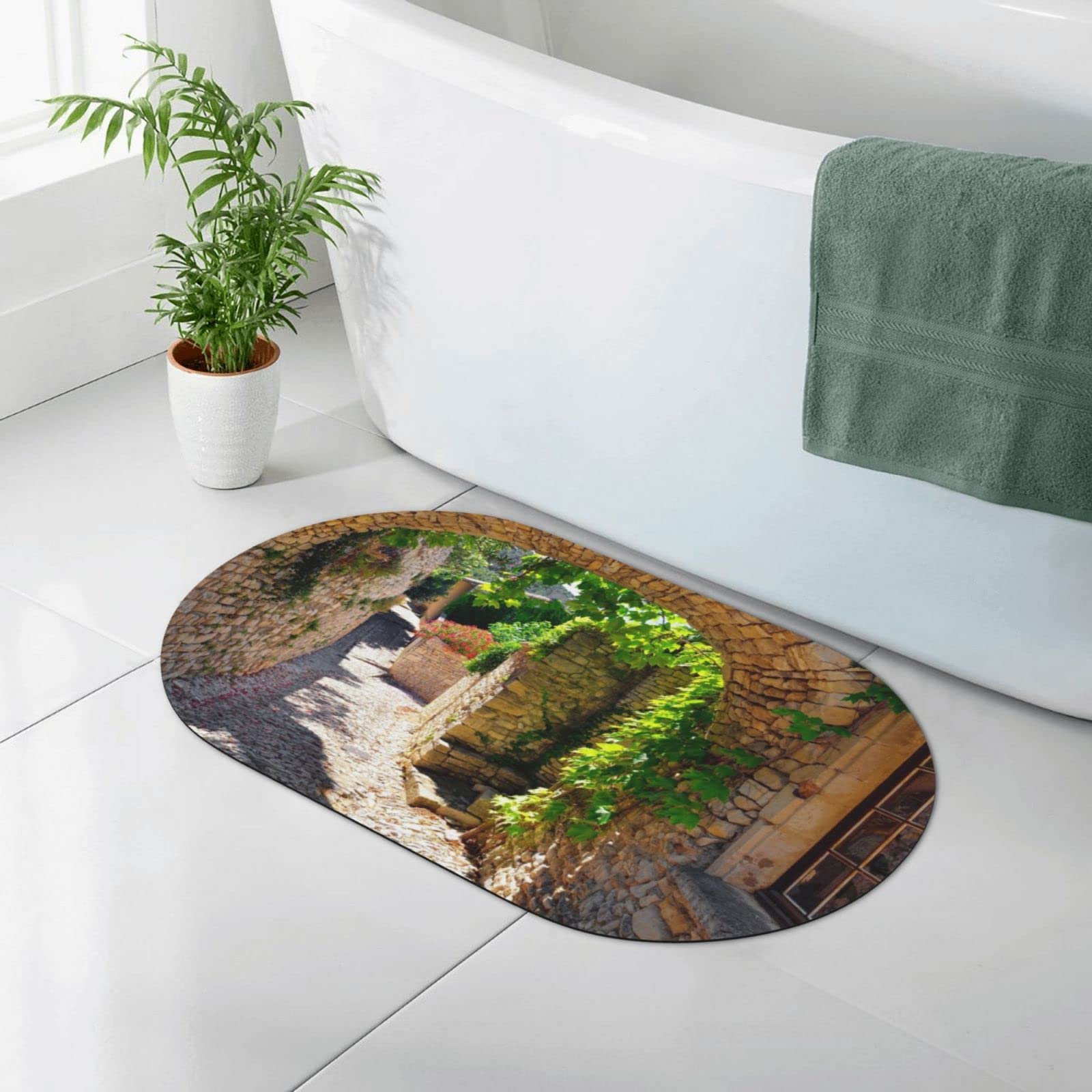 Tapis de diatomée antidérapant à séchage instantané respectueux de l'environnement Motif paysage 50 x 80 cm