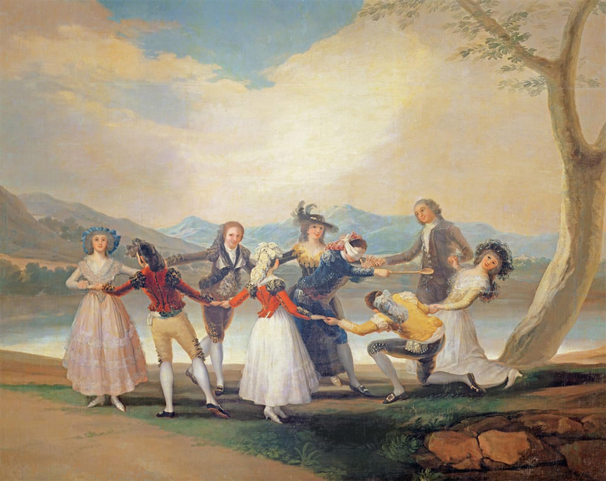 SERENDIPITP Abstract Painting Mural Print Picture Wall Decor Painting Blind Man's Buff by Francisco De Goya Vintage Wall Artwork for Home Decor 60x90cm