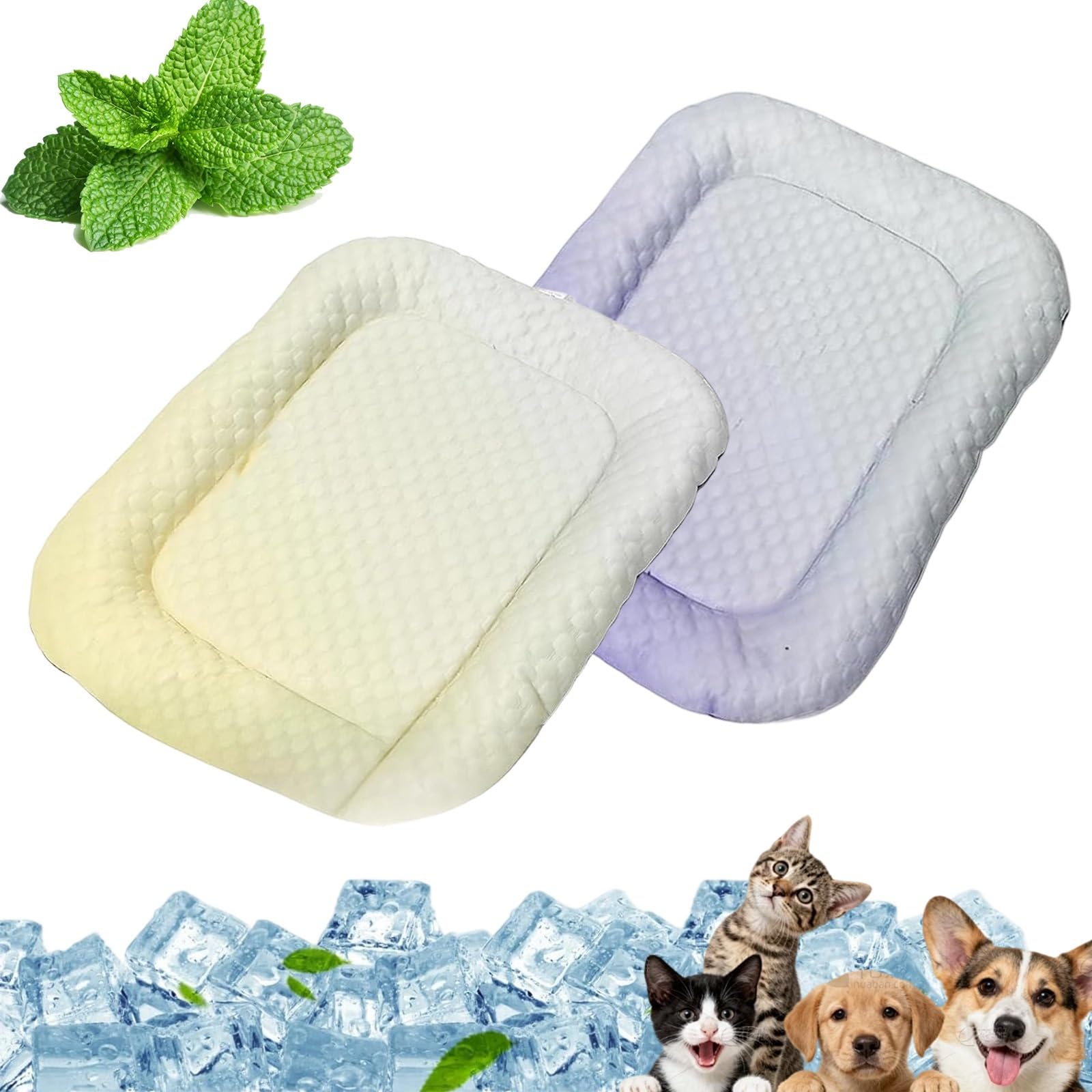 fisiorest Cooling Gel Mat for Pets, Durable Leakproof Pet Cool Mat, Scratch-Resistant Breathable Cooling Pad, for Spuppies Cats Rabbits Hamsters(2pcsc,M)