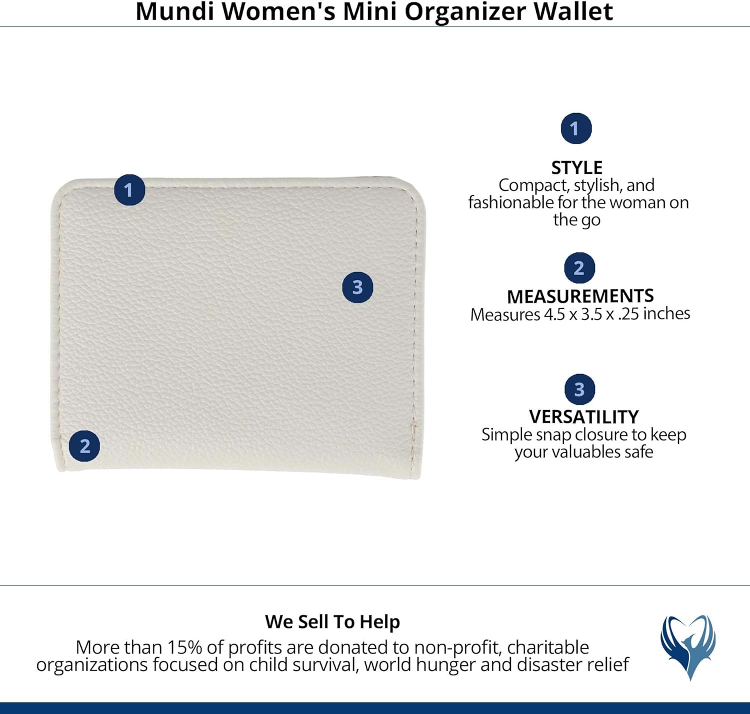 CTM Women's Mini Organizer Wallet, Birch - Image 6
