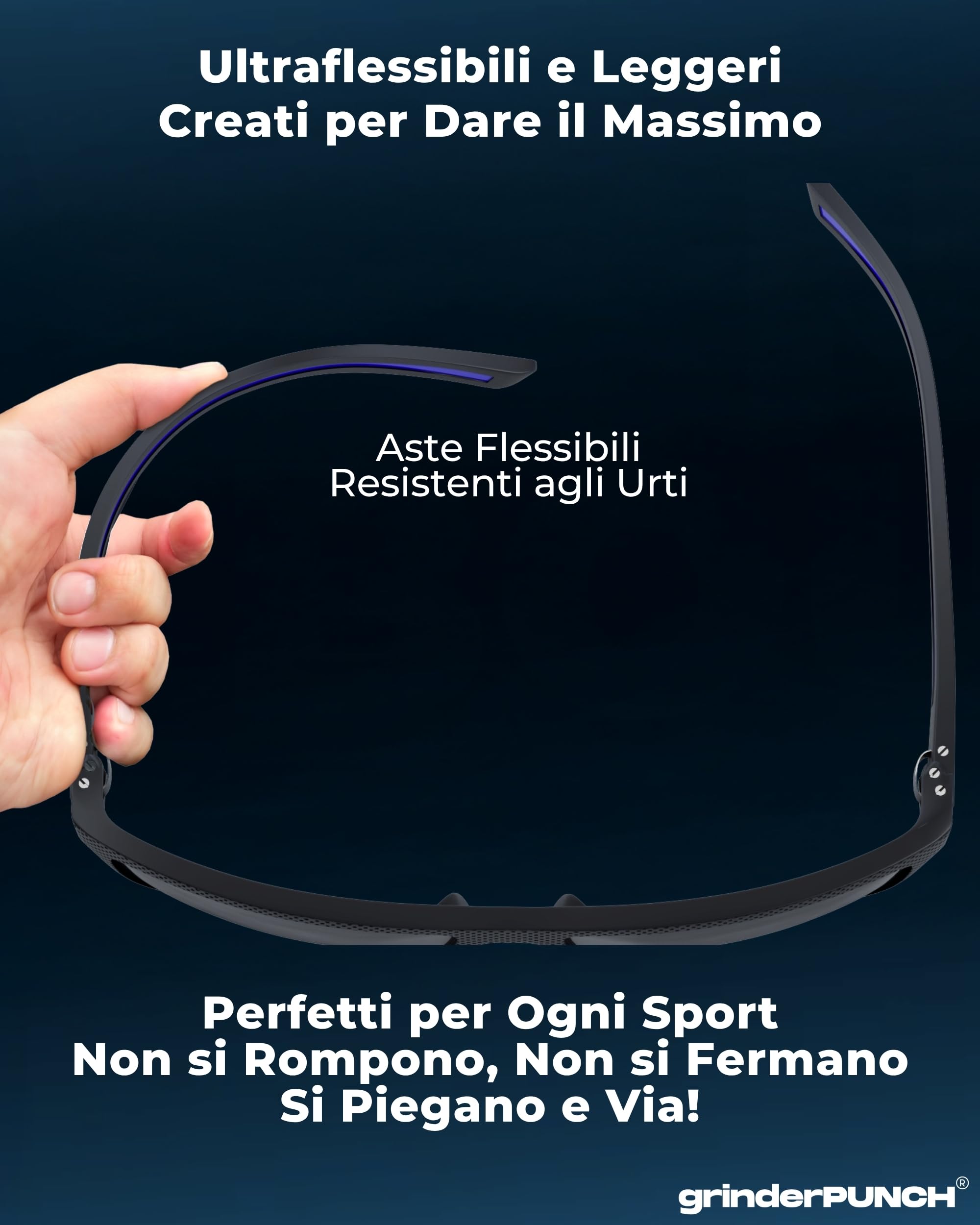 grinderPUNCH Occhiali Da Sole Da Guida Polarizzati Per Uomo Leggeri Protezione UV400 Antiabbagliamento Forma Quadrata