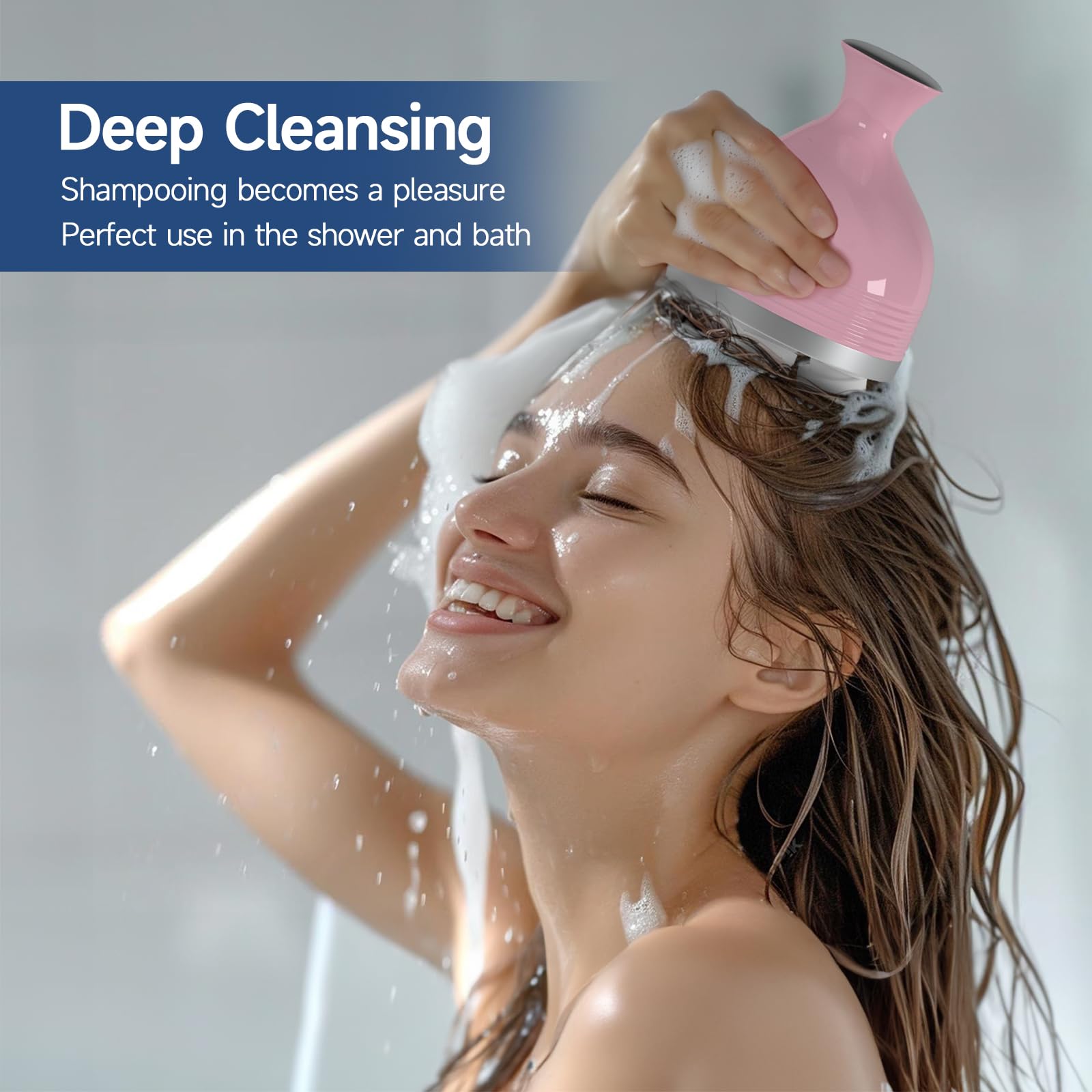 BEICHEN Scalp Massager, Scalp Massager with 4 Removable Massage Claws, Portable Rechargeable Head Massager, Dog&Cat Massager, Massager for Hair Growth and Stress Relax - Pink