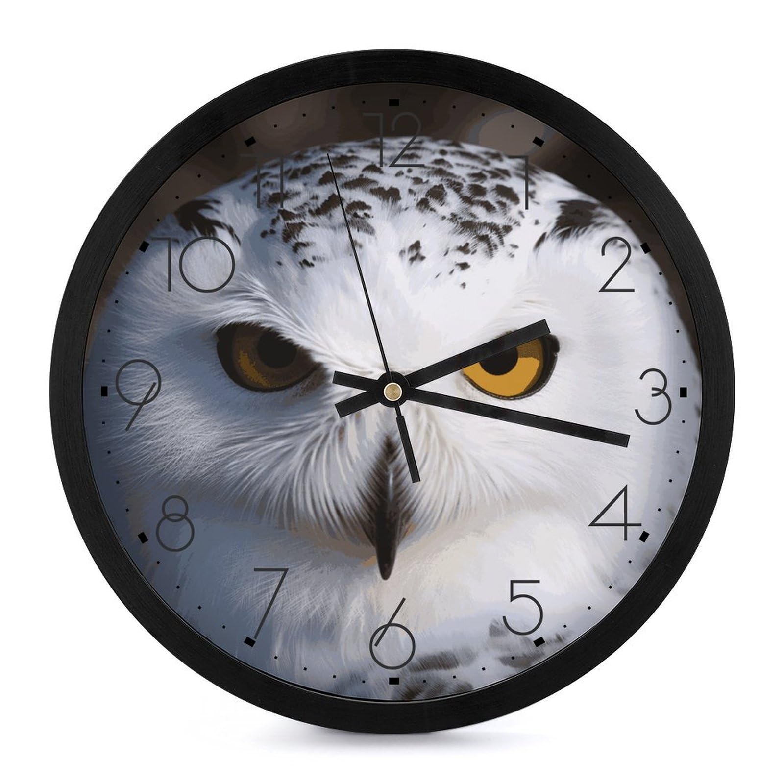 Horloge murale numérique grand format à piles au design de chouette blanche pour salon