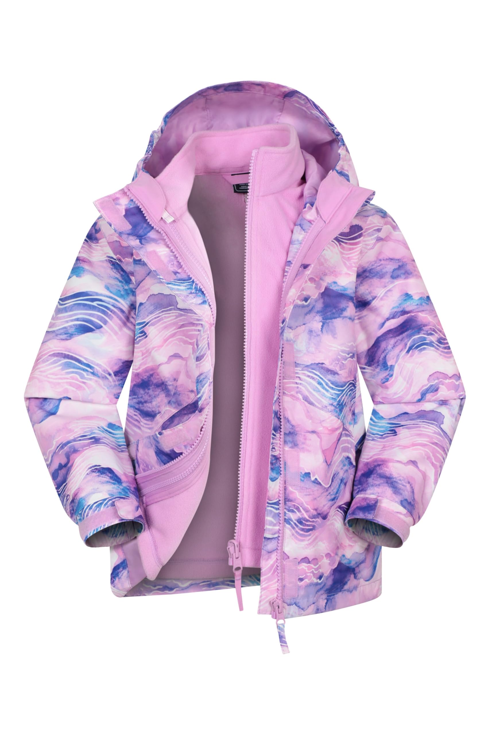 Mountain Warehouse Aries wasserdichte 3-in-1-Kinderacke - versiegelte Nähte - Kinder-Regenjacke, abnehmbare Kapuze - Mädchen- und Jungen-Regenmantel, Winter
