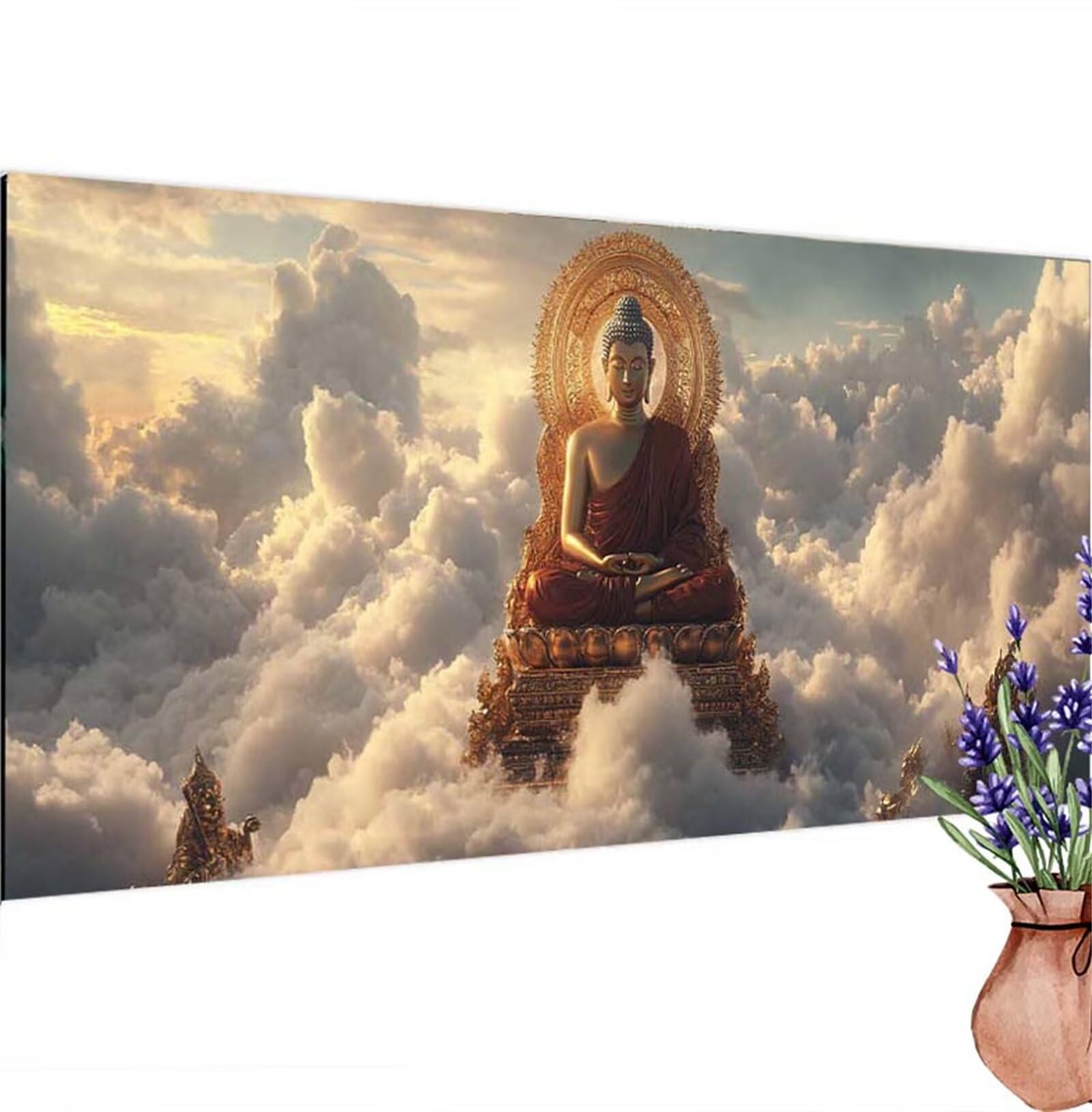 Diamond Painting Bouddha, Diamond Painting Adulte Grand XXL 120x60 cm, DIY 5D Nuages Diamant Broderie Kit Complet Enfant Débutants Crystal Artisanat Kit pour Decoration Murale, Cadeau Homme Model-176