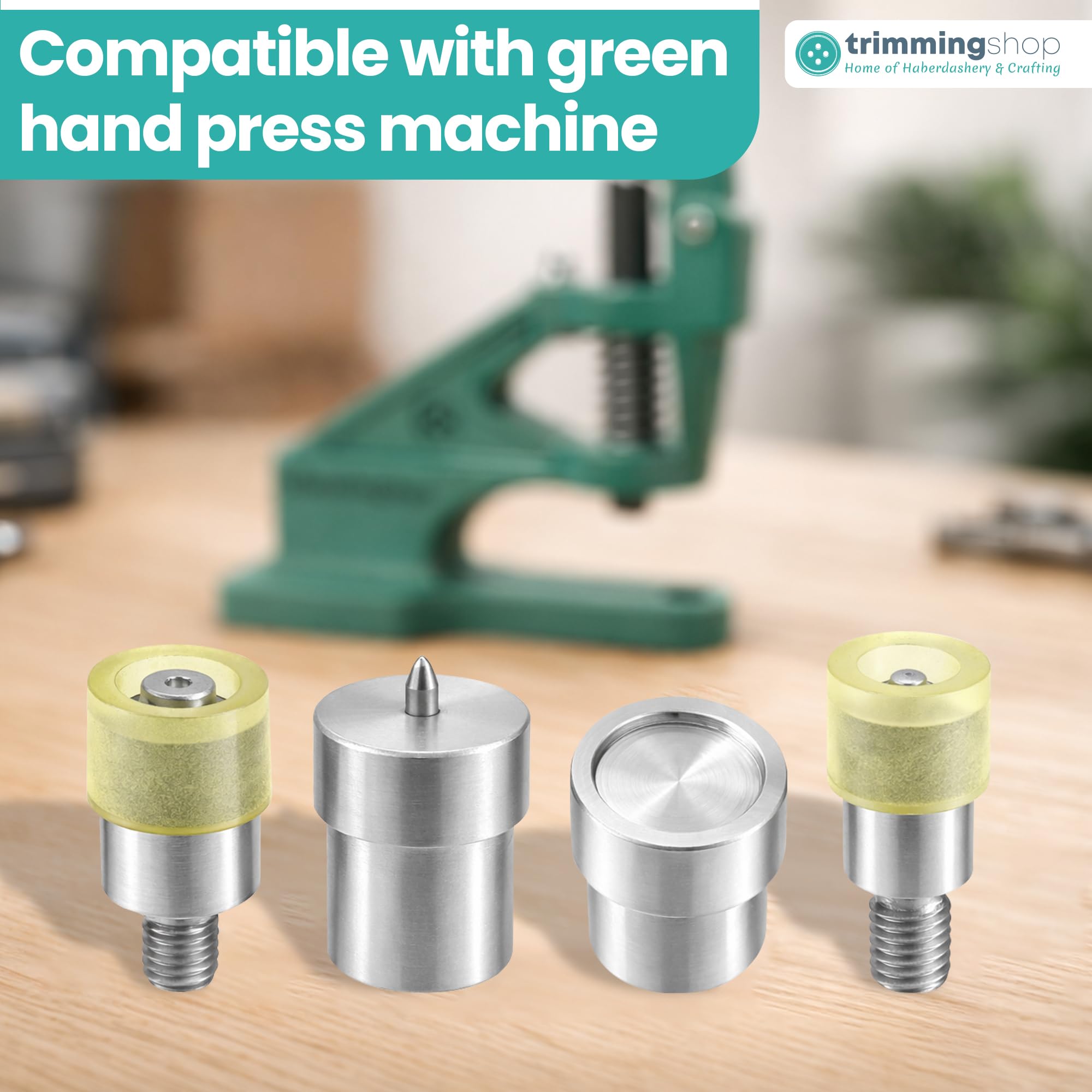 Trimming Shop Broche a Presión Die para Universal Mano Verde Máquina Prensa, Fijación & Cierre Ropa, Telas, Artes Manualidades, Bricolaje Proyecto, Cuero Manualidades - Verde Máquina + Troqueles, 17MM