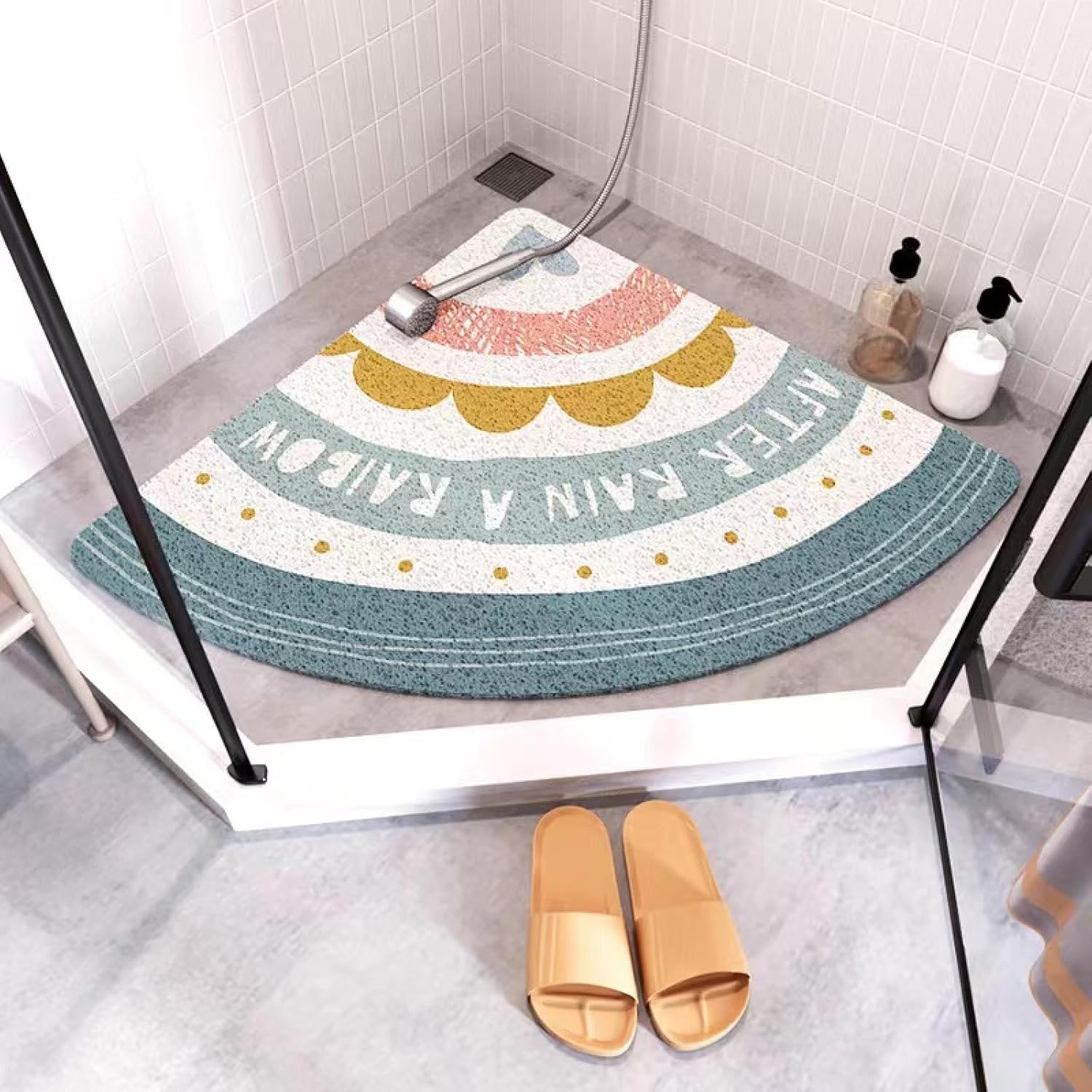 QTQHOME Corner Shower Mat,on Slip Anti Mould Bath Mat,Loofah Shower ...