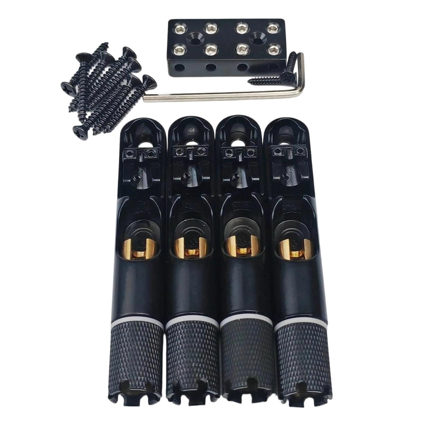 Mostek Gitarowy 4/5 Sztuk Pojedynczy Strunowy, Elektryczny Mostek Basowy Bezgłowy Stały Czarny(4 pcs)