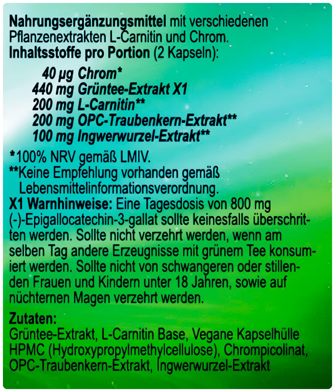 5in1 Power Burner, Grüntee, OPC, L-Carnitin, Ingwer, 1x 60 Kapseln, 27g