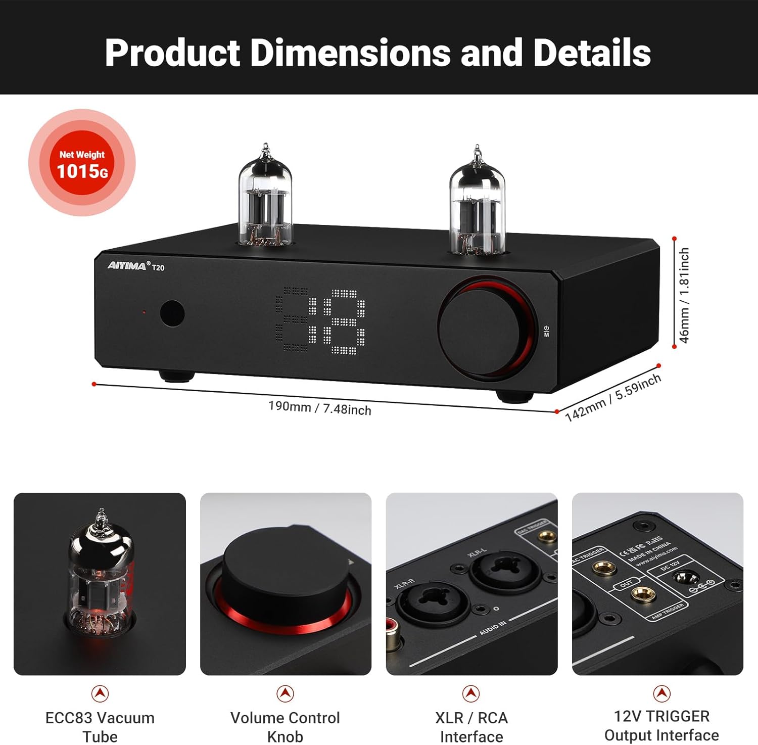 AIYIMA T20 Product Dimensions