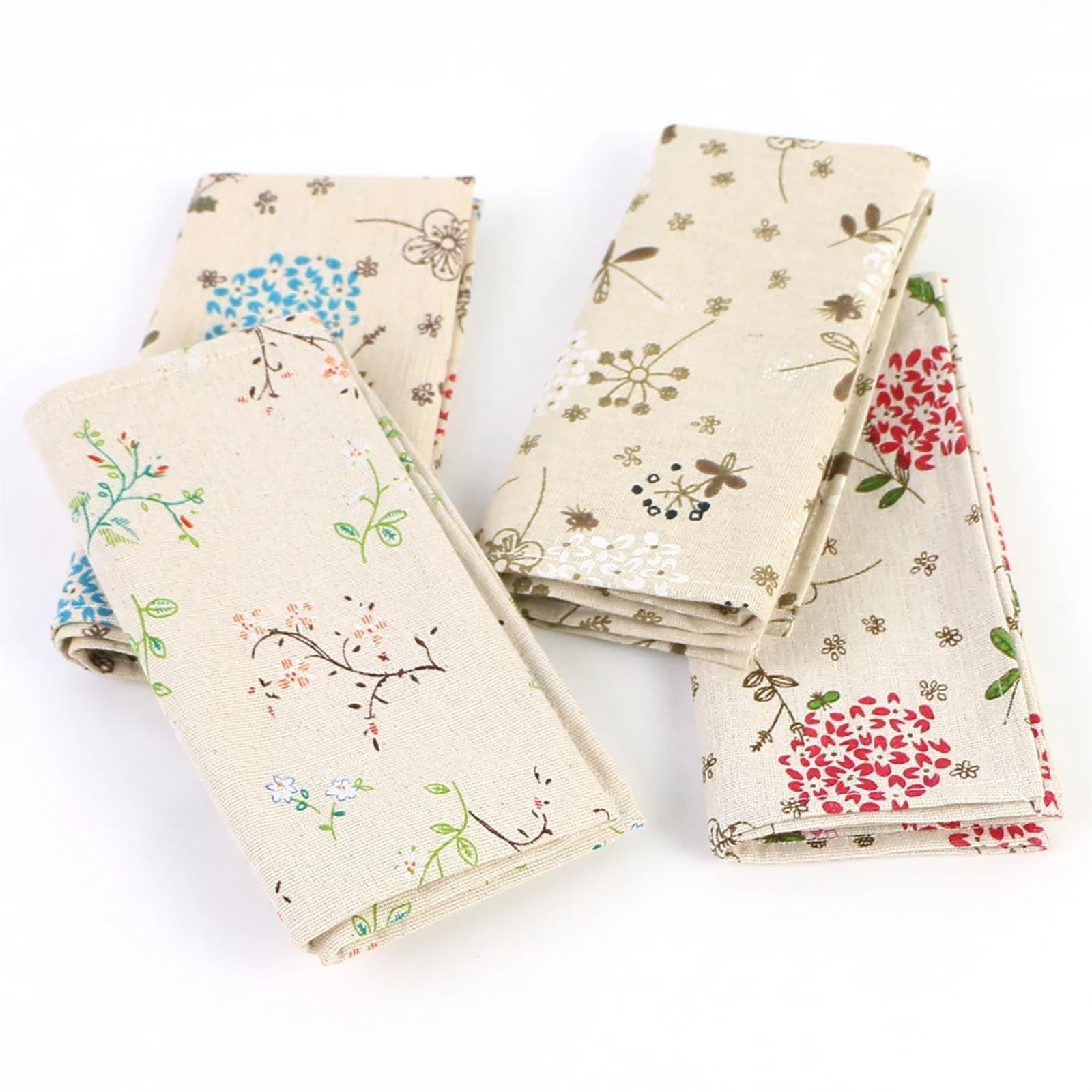 Servilletas de Tela, Servilletas de Tela con Estampado Floral Multicolor, Estilo japonés, 40x40cm, 6 uds(4pcs 40x40 G)