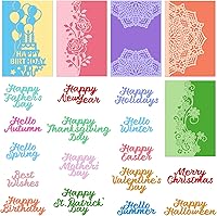 Vista 9 de INFUNLY 13 Piezas Troqueles en Forma de Tarjeta 3D para Hacer Tarjetas Tarjeta de Invitación Fondo Troqueles de Corte Flor Metal Palabra Troquel