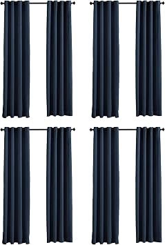 Curtainworks Lenox Grommet Curtain Panel, 50 by 144", Navy Pack of 4