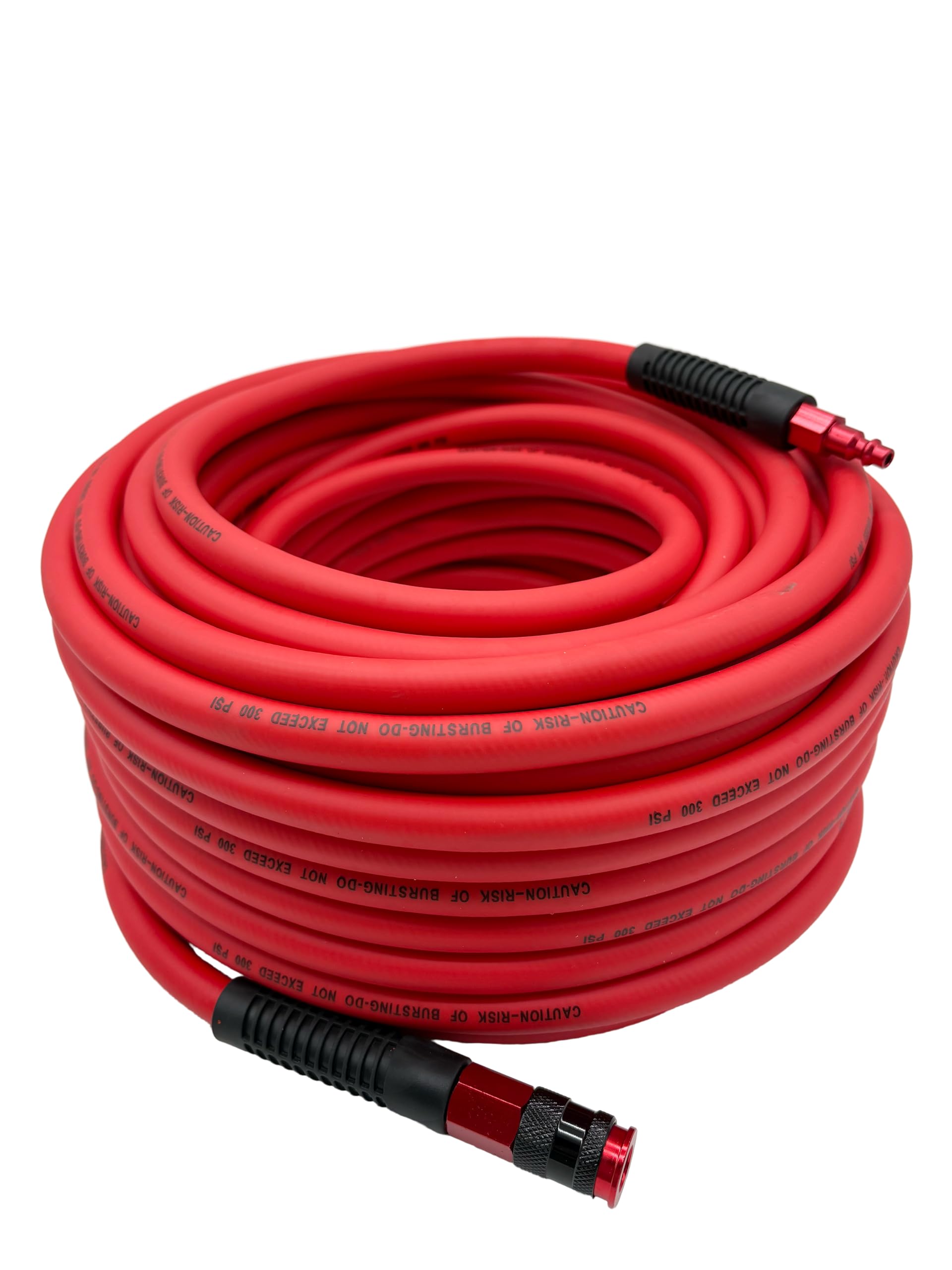 SYXQT Hybrid Air Hose 3/8-Inch x 100FT，300 PSI Heavy Duty Air Compressor Hose, Lightweight, Kink Resistant, All-Weather Flexibility with 1/4-Inch