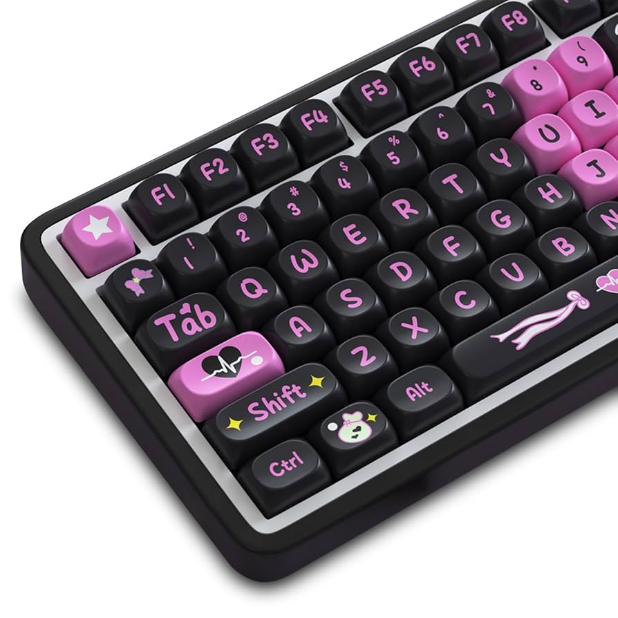 K ♡♡ Amazon.com: FKZ Cute PBT Keycaps, Pink and Black, 104 Keys