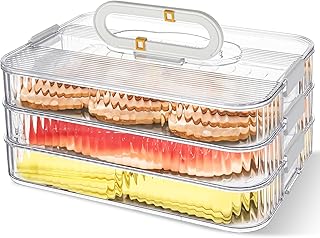 3-Tier Deli Meat Container for Fridge Organizers and Storage, Stackable Deli Meat Containers with Lids, Clear Lunch Meats Container for Refrigerator - 11" x 8.3" x 5.1" (PET+PP)