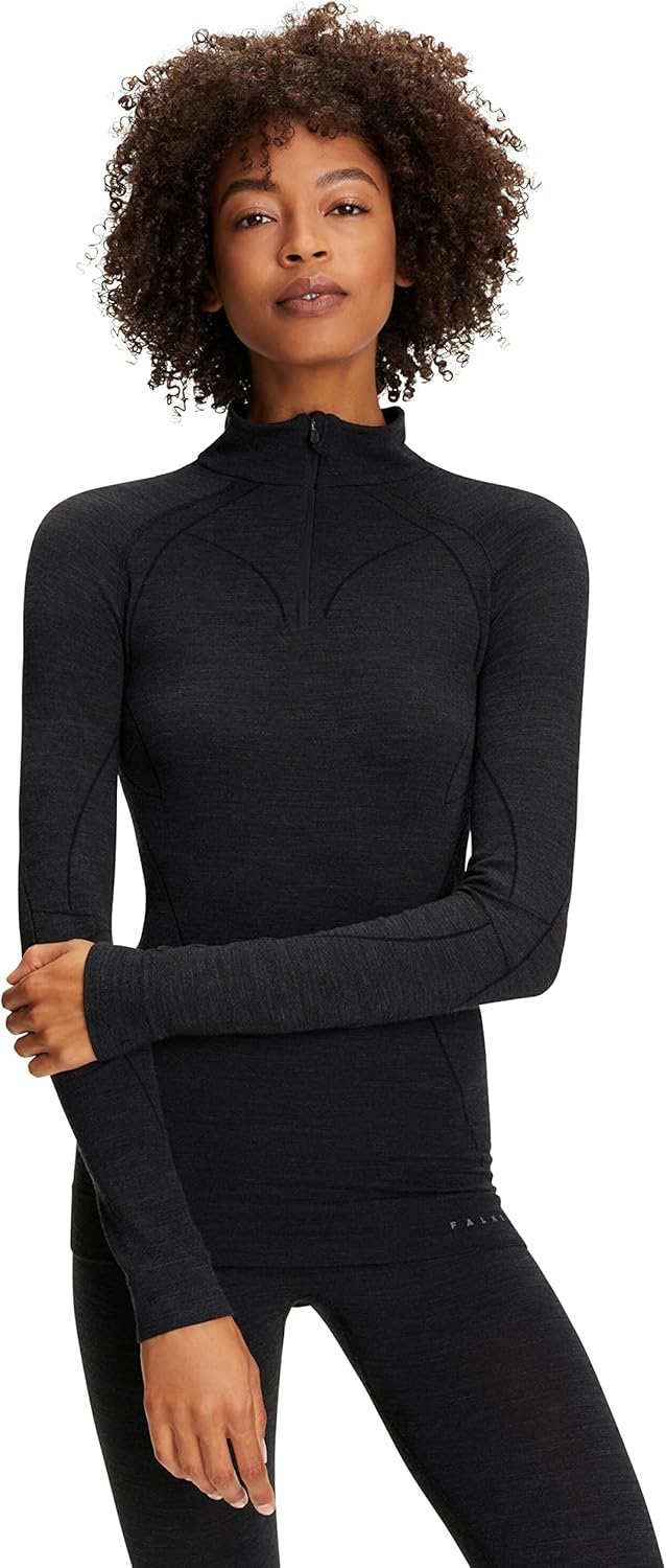 FALKE Women's Wool Tech. Zip Base Layer Top, 1 Piece - Image 2