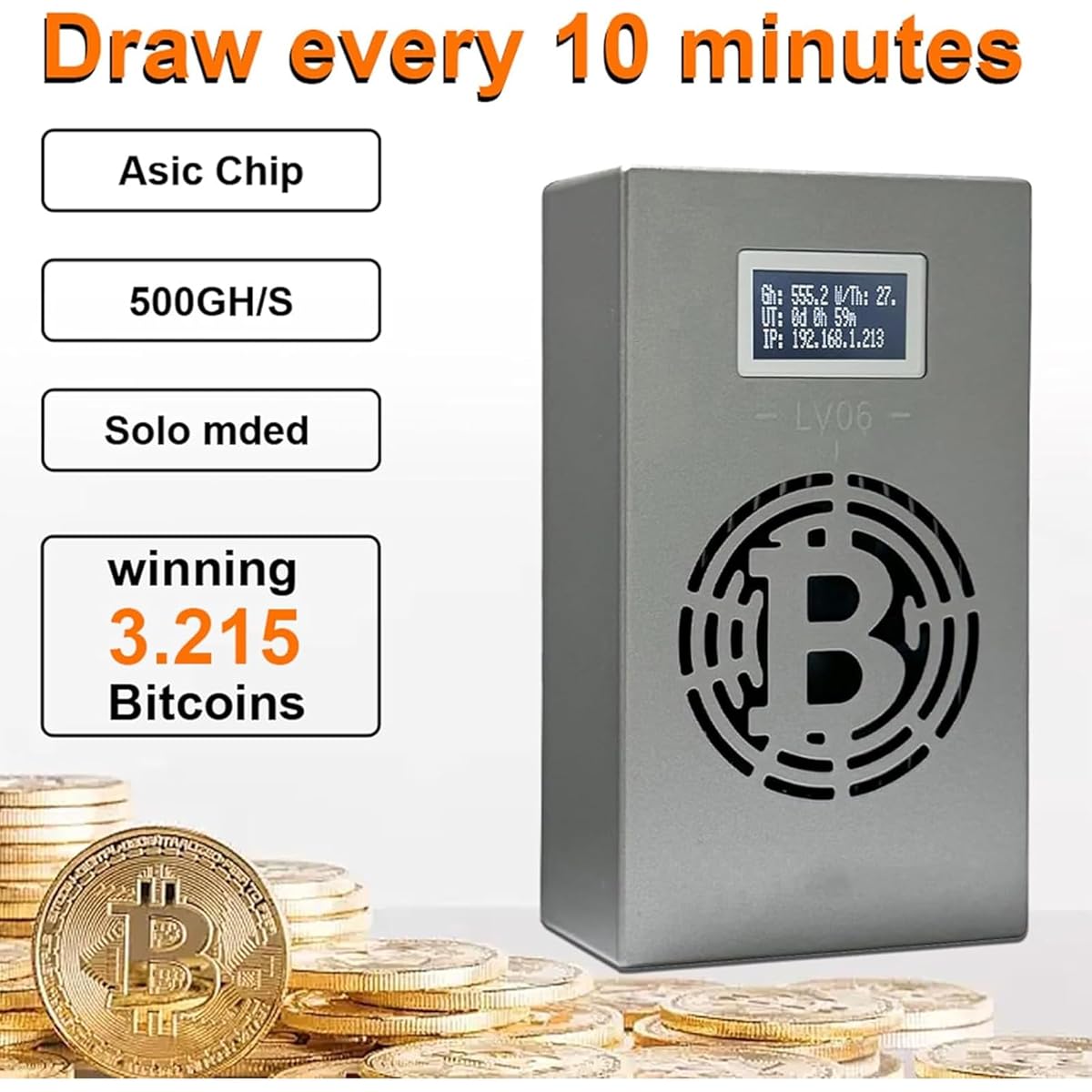 $11/mo - Finance BeluckyMiner Bitcoins Miner Crypto Lottery Mining Machine  BTC Asic Miner 2.4G WiFi SHA-256 500GH/S BM1366 Solo Miner Home Use Lotto  Device | Buy Now, Pay Later