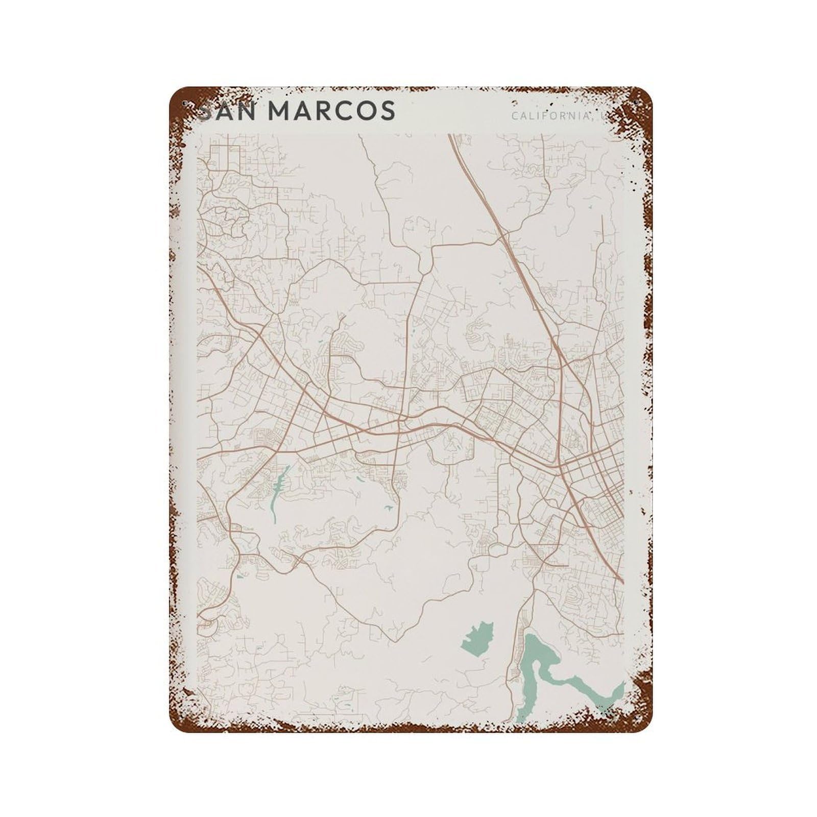 xiaoxiaoshen San Marcos Map California Travel Gift Minimalist Wall Decor Art Metal Tin Poster Modern Home Decor Art Home Bar Shop Decorations Vintage Sign 40x30cm