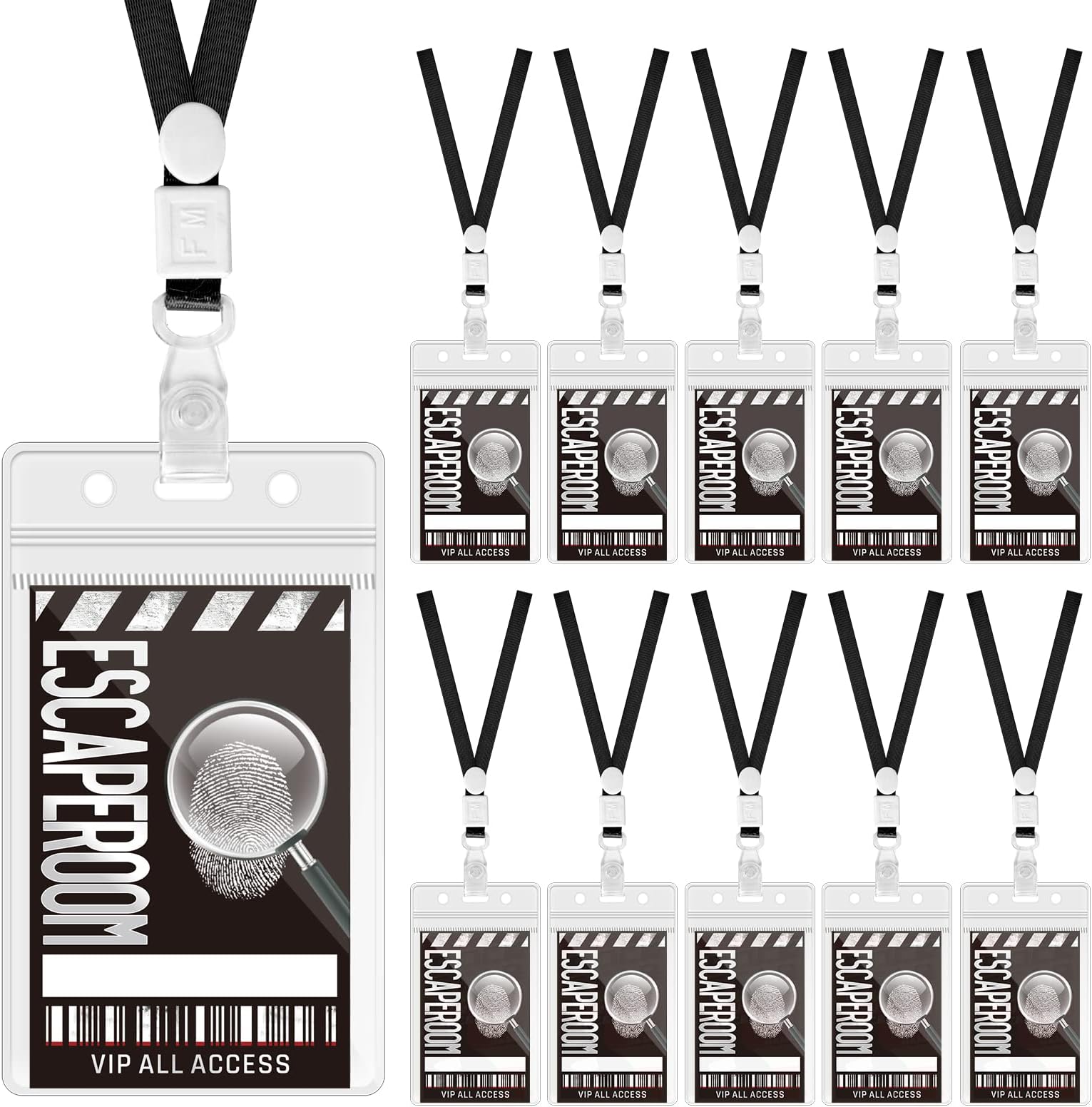 WANGDEFA Top Secret Party Favors Escape Room Mystery ID Pass Set, 10 Pieces, PVC Material, 2.1 x 3.3 Inch