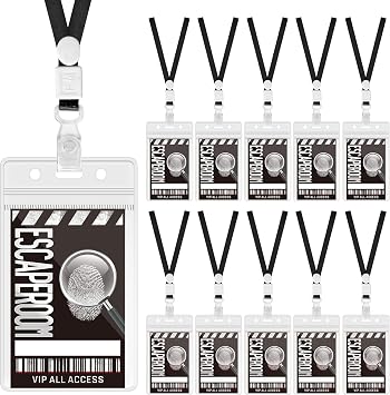 WANGDEFA Top Secret Party Favors Escape Room Mystery ID Pass Set, 10 Pieces, PVC Material, 2.1 x 3.3 Inch