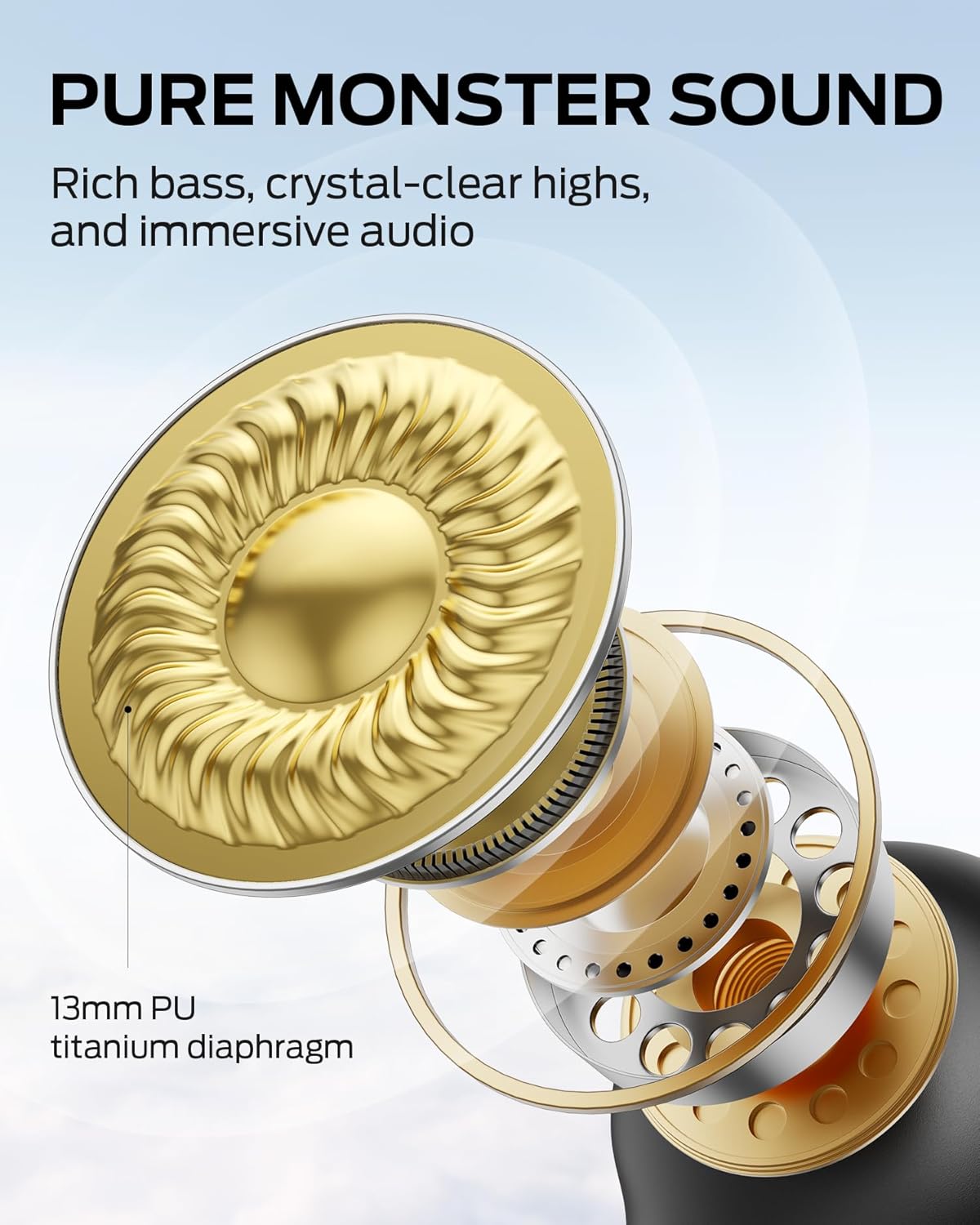 Monster Open Ear AC390 Headphones, Bluetooth 6.0 Ear Buds with Stereo Sound, Wireless Headphones 24H Playtime, IPX5 Waterproof, Rotating Charging Case with Lanyard, Ultra-Light Open Ear Earbuds - Image 3