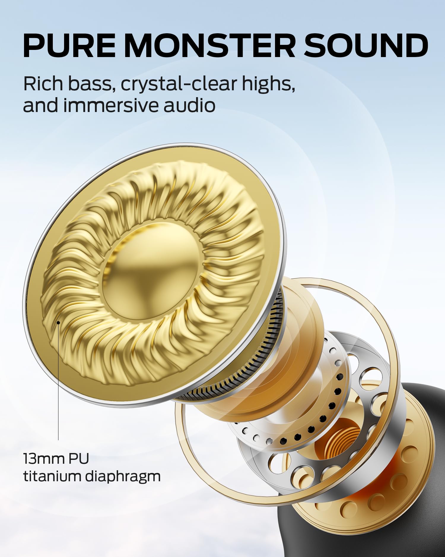 Monster Open Ear AC390 Headphones, Bluetooth 6.0 Earbuds with Stereo Sound, Wireless Headphones 24H Playtime, IPX5 Waterproof, Rotating Charging Case with Lanyard, Ultra-Light Open Ear Earbuds - 4