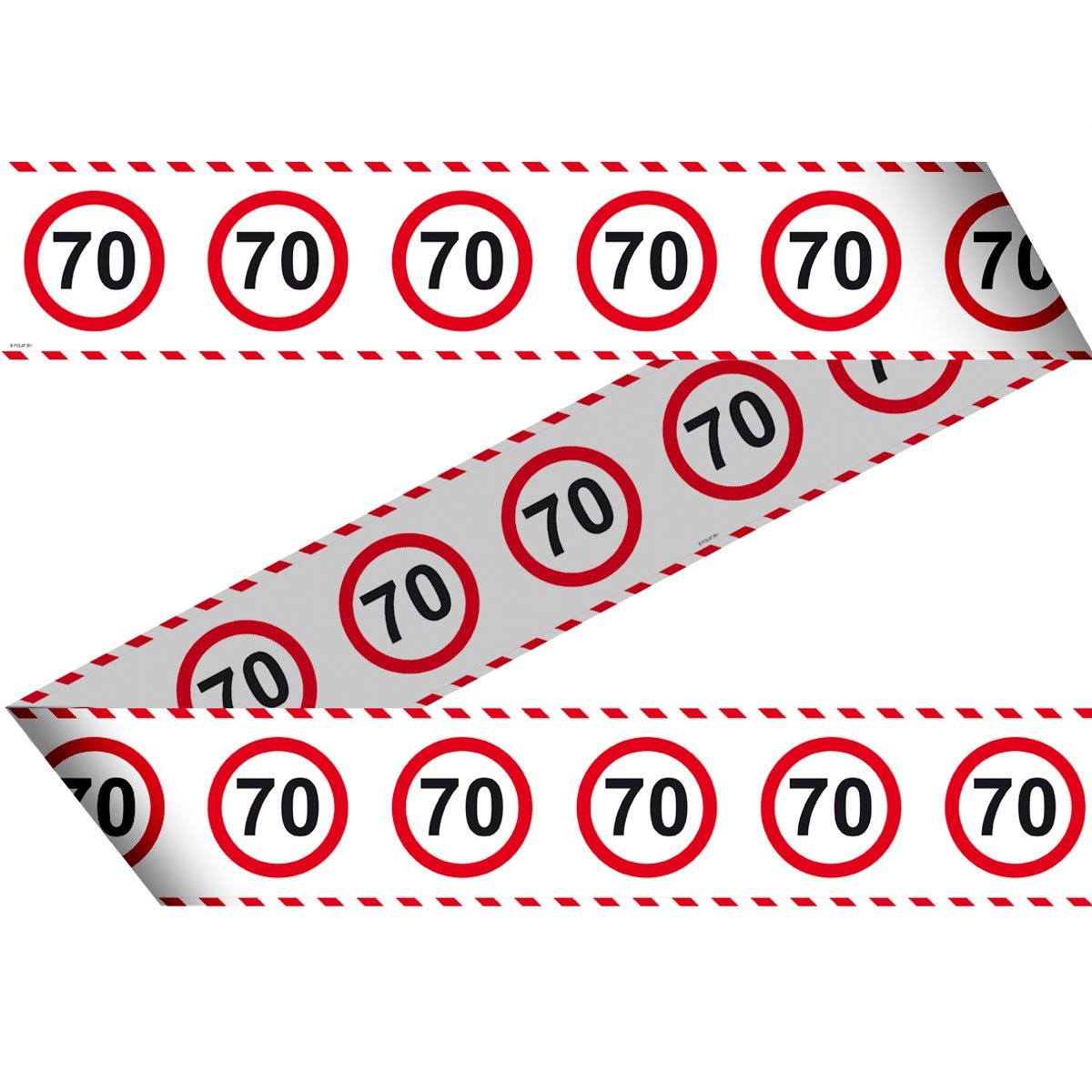 Folat 28470 70th Birthday Traffic Sign Barricade Tape, Multi Colors, Zahl 70