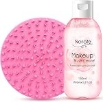 Norate Makeup Brush Cleaner, Make Up Brush Cleaner Solution + Makeup Brush Cleaner Mat, Brush Cleaner Pad for Deep Clean Brush Shampoo, Gentle Formula Cruelty Free, 2 Piece Set
