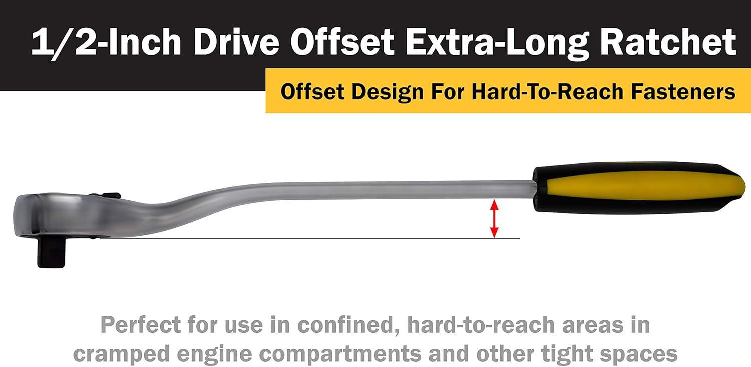 Titan 12046 1/2-Inch Drive x 15-Inch 36-Tooth Extra-Long Offset Ratchet