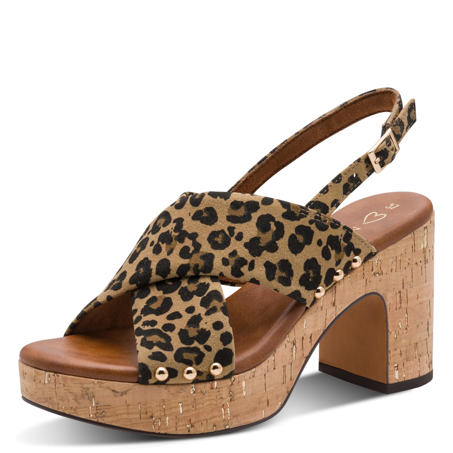MARCO TOZZI Women's Sandal soft Feel Me footbed Vegan soft lining Chic, brown (LEO BROWN), 5.5 UK