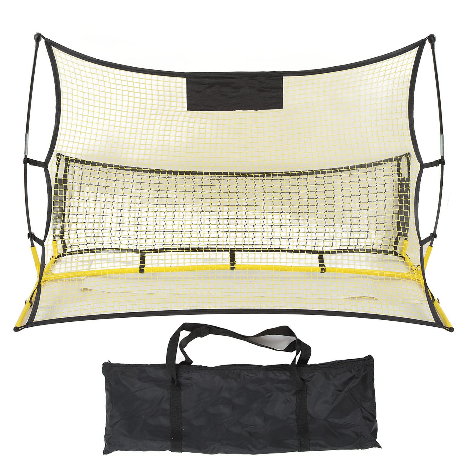 Rete da Rimbalzo da Calcio, Rete da Rimbalzo da Calcio con Design Staccabile Rete da Rimbalzo Portatile 2 in 1 a Doppia Faccia Gialla e Nera per Allenamenti di Calcio