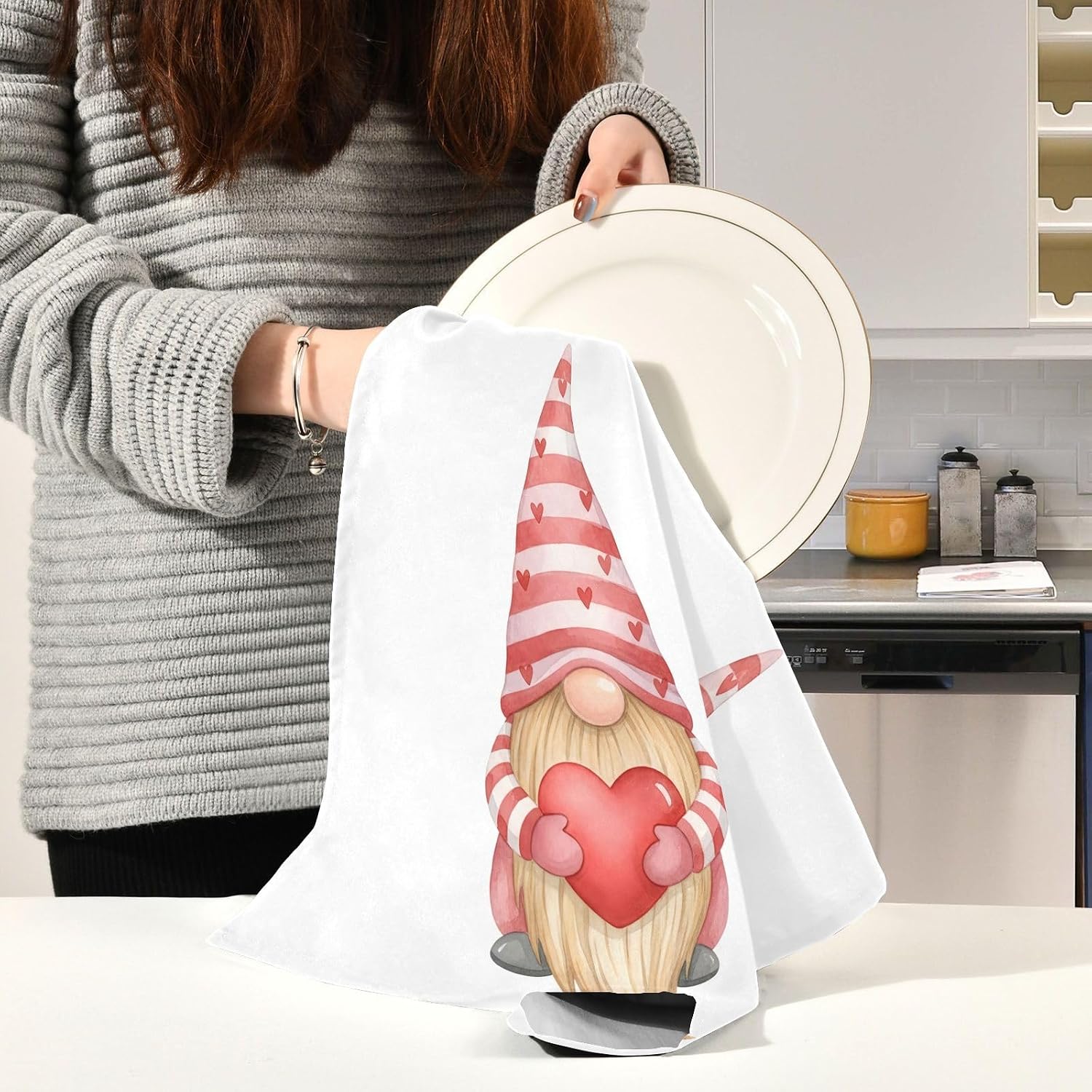 Valentine's Day Kitchen Towels Set of 4, Soft Absorbent Quick Drying and Reusable Dish Towels for Kitchen, Bathroom and Home Decor, 18 x 28 in