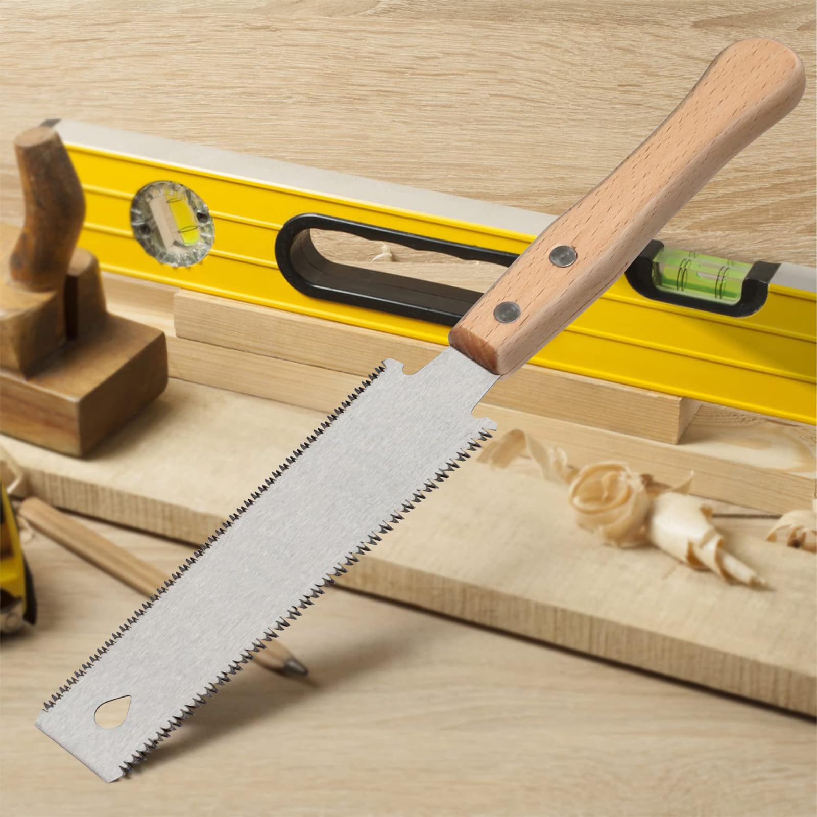 Sega Giapponese Falegname, Sega Giapponese per il Taglio Fine del Legno, Sega per Legno Manuale Tirare Professionale, Doppio Edged 11/17 TPI Flush Cut Saw, per Trimming Pruning Woodworking