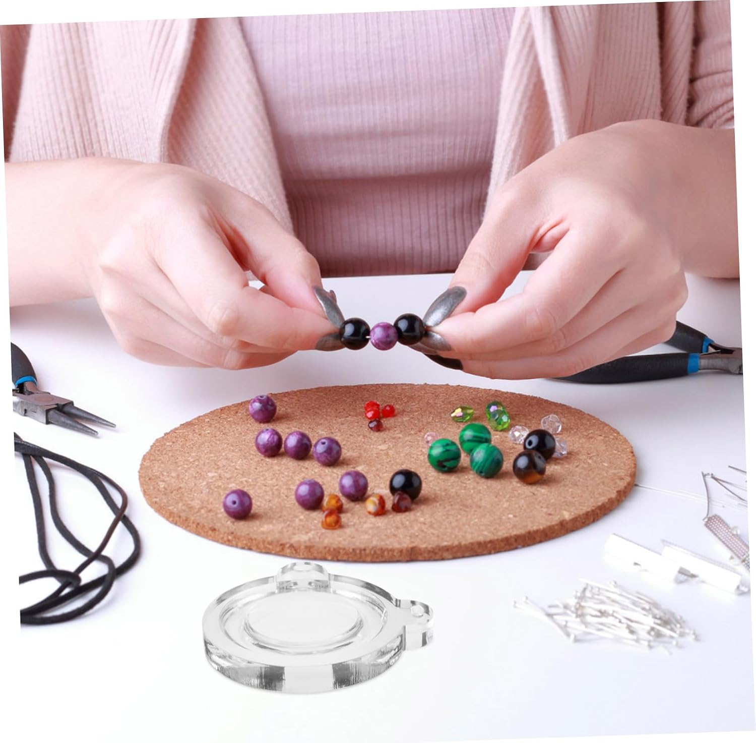 Gadpiparty Bear Shaped Clear Acrylic Bead Design Board Transparent Jewelry Making Tray for DIY Necklace and Bracelet Crafting Versatile Organizer for Bead Sorting and Jewelry Supplies