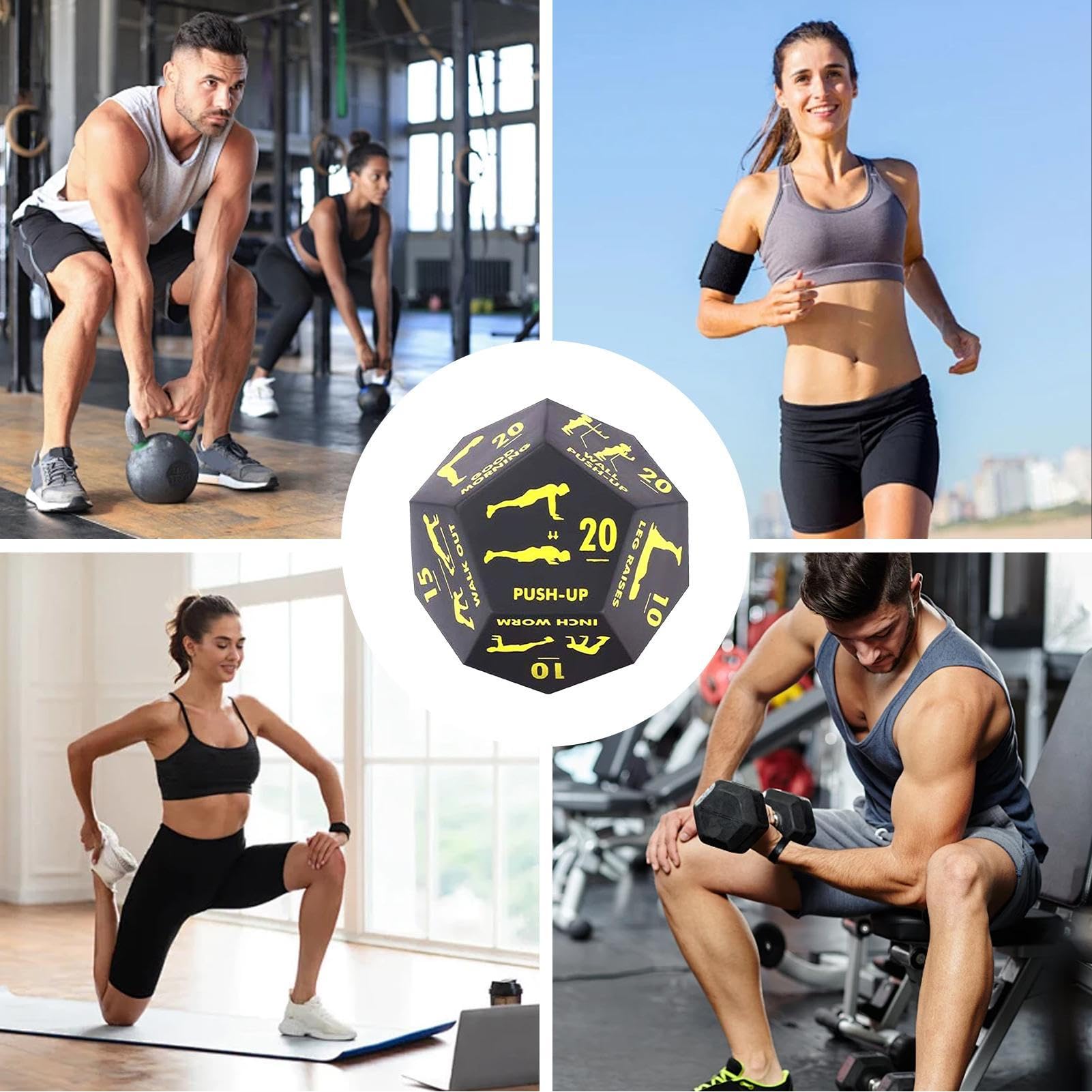 Dadi di fitness, dadi di allenamento per l'esercizio | Gioco da dadi yoga a 12 lati - Allenamento per la Accessori per palestra per la casa per il condizionamento sportivo della di yoga di riabilitazi