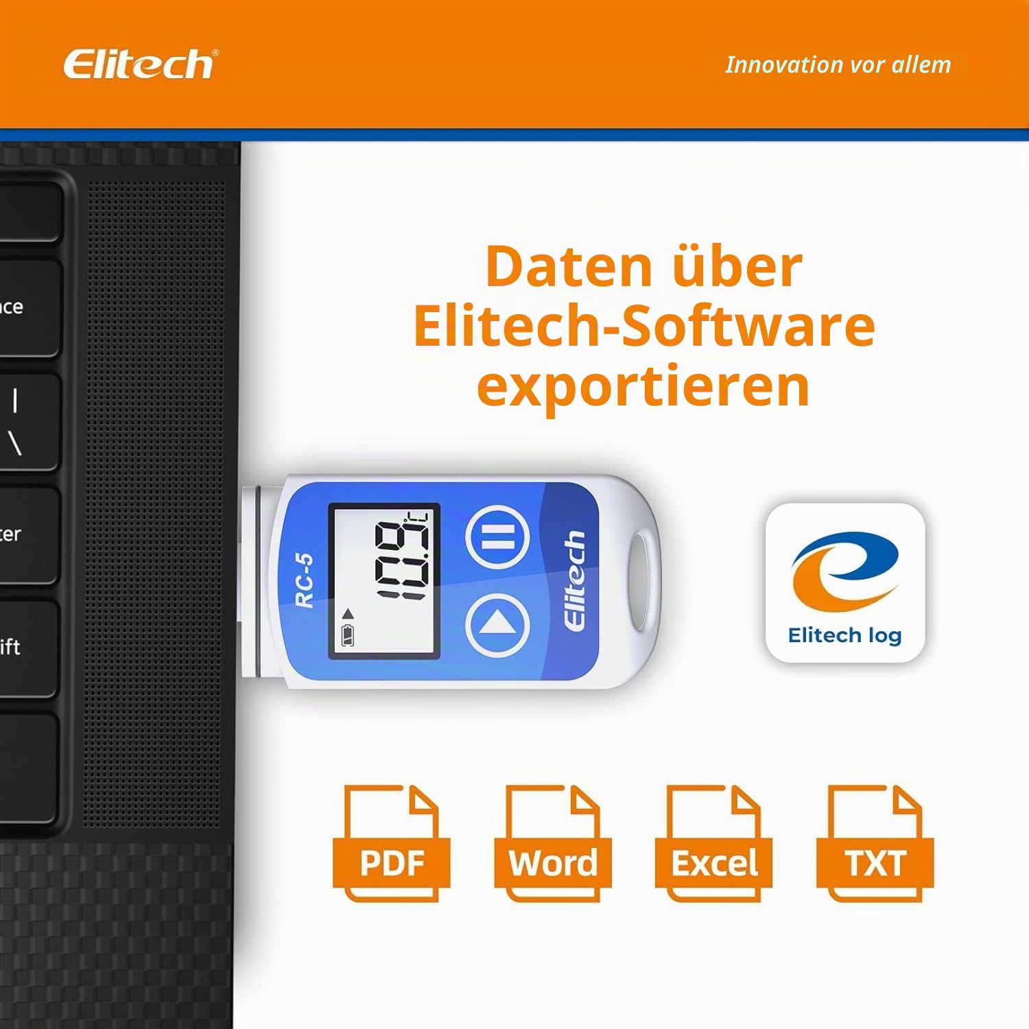 Elitech RC-5 Temperatur Datenlogger Mini USB Temp Rekorder Interner Externer Sensor Hohe Genauigkeit Temperatur Data Logger 32000 Punkte Record Wasserdicht nach IP65 5Packungen
